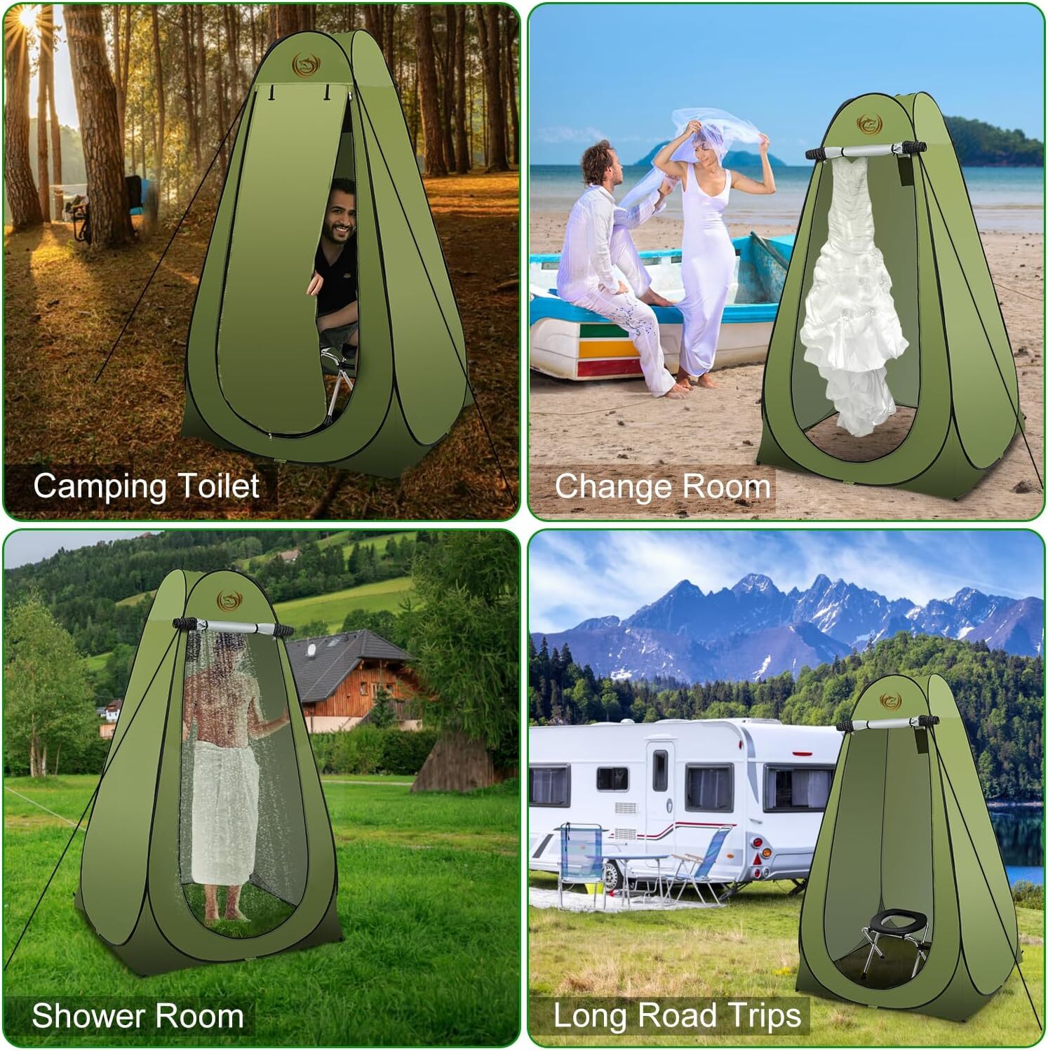ATCWF Adult Portable Toilet Kit – Steel Toilet, Pop Tent, Carry Bag