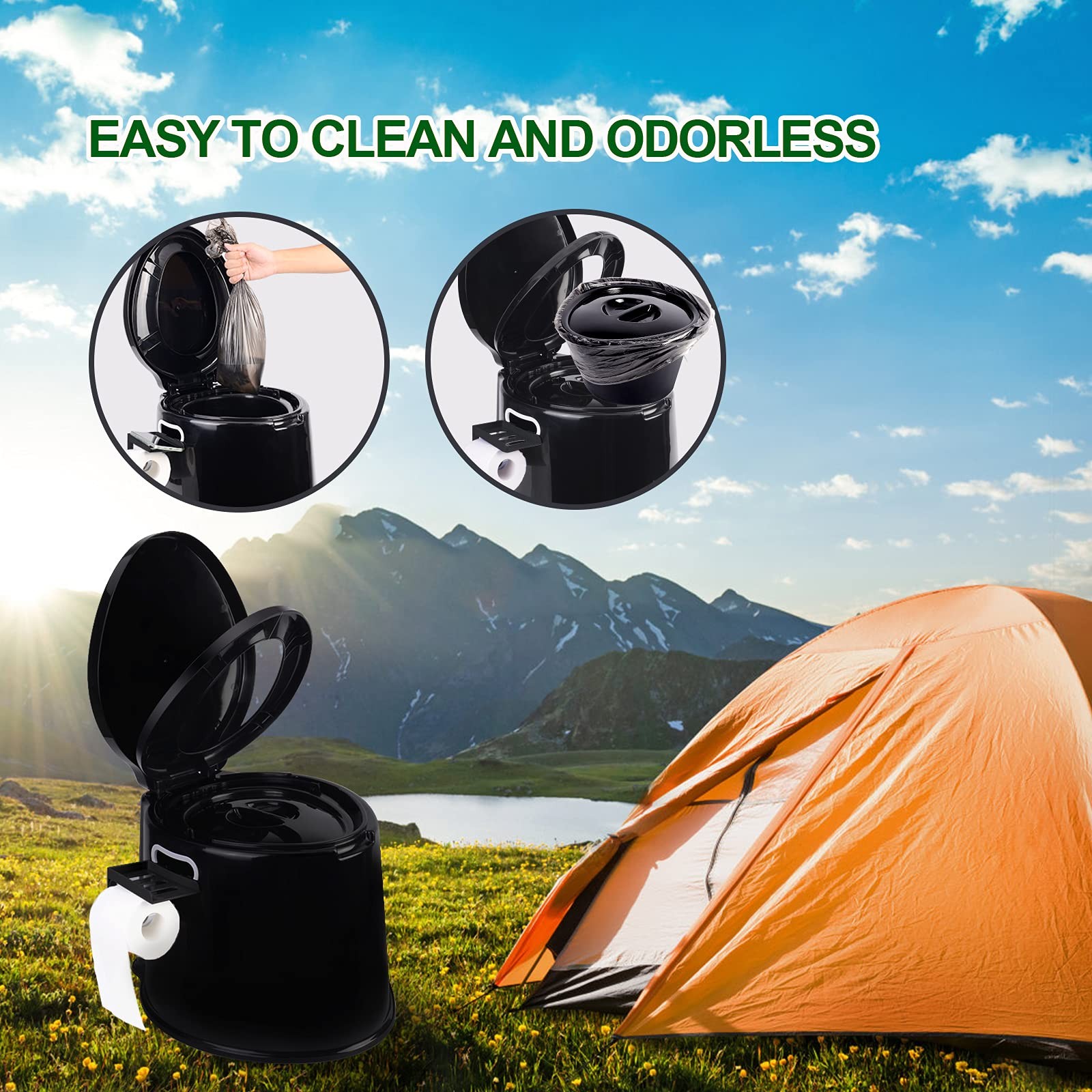 Axidou Portable toilet, adult and child toilet, 5.3 gallon mobile toilet buck…