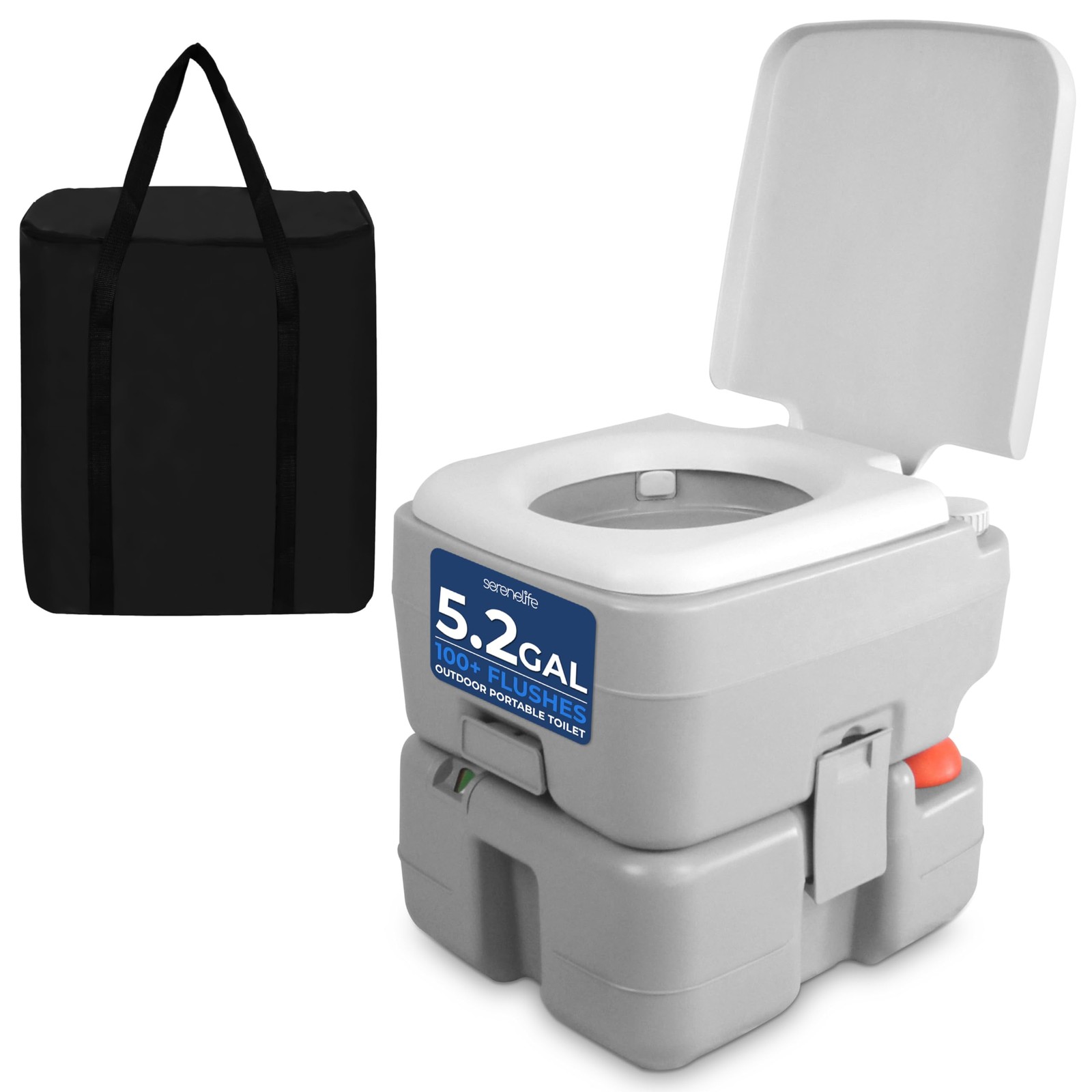SereneLife 5.2 Gal Portable Camping Toilet For Adults, 100+ Flushes, Porta P…