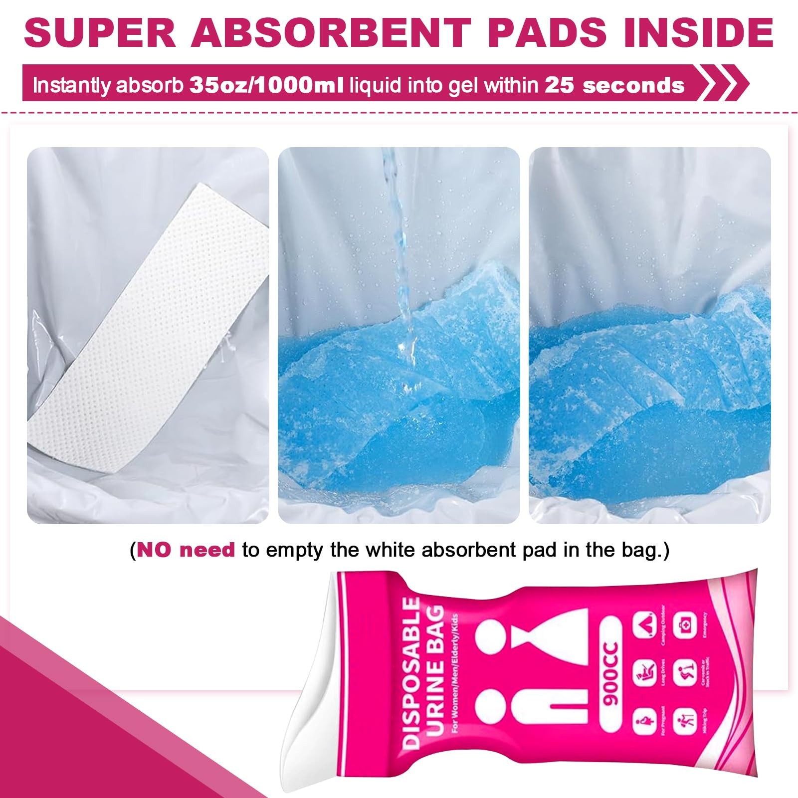10PCS Disposable Urine Bag,Vehicle-Mounted Urine Bags,Portable Pee Bags for W…