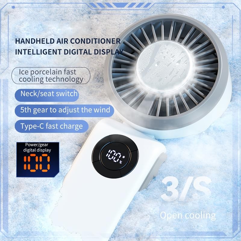 Portable Handheld Fan, 3 IN 1 Rechargeable Personal Fan with 5 Speed White