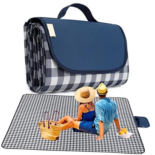 RUIBOLU Large Picnic Blanket Beach Blankets, 80”x60” Picnic Black 80×60 Inch