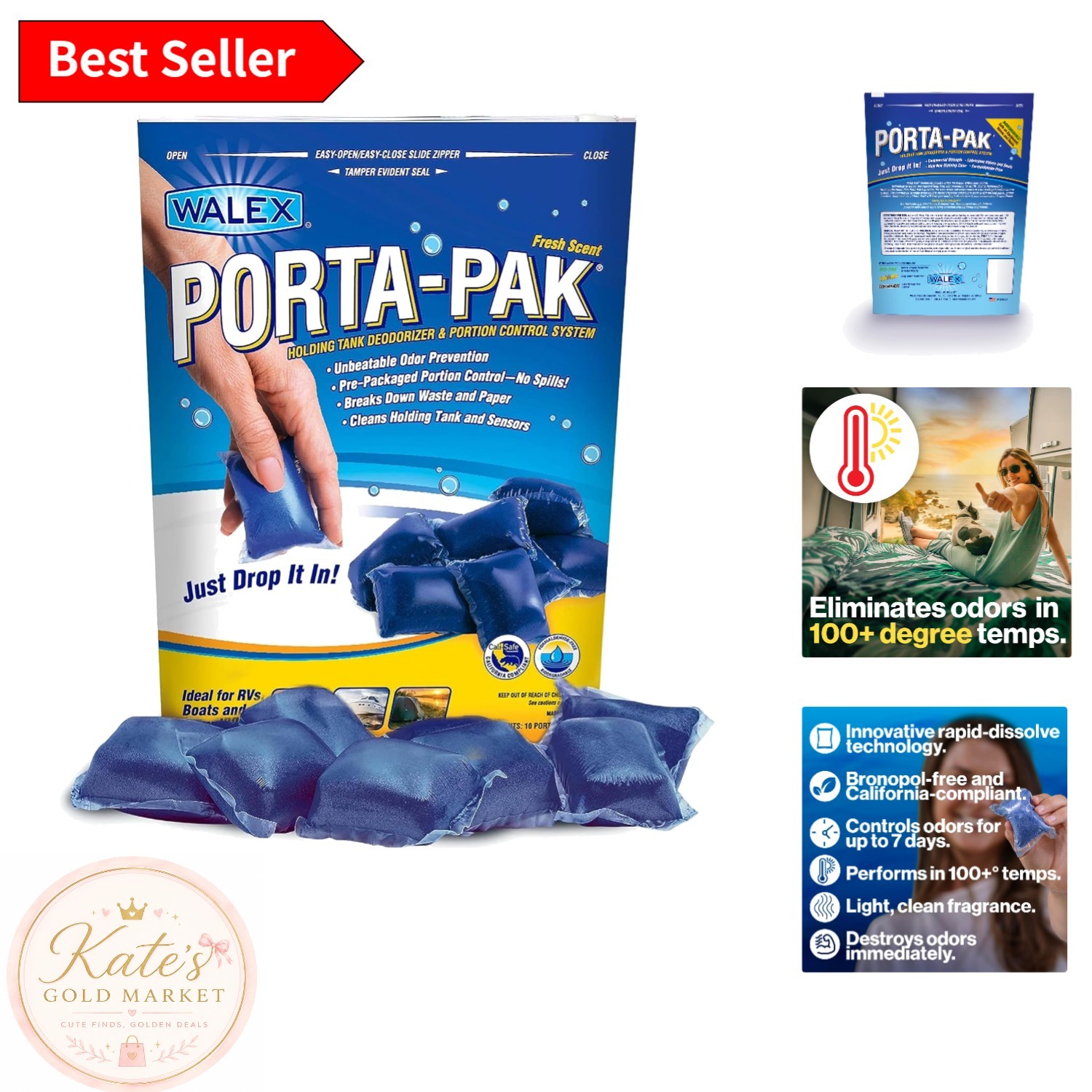 Porta-Pak RV Black Tank Deodorizer 10-Pack – Fresh Scent & Rapid Waste Breakdown