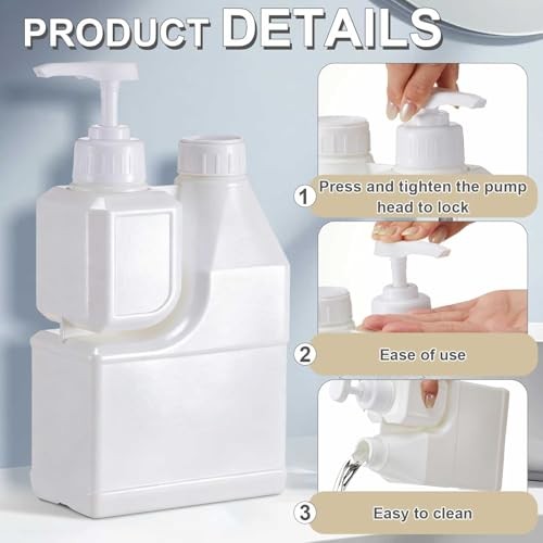 2 Pcs Portable 2 Compartment Foam Soap Handwashing Bottle 1300ml Capacity