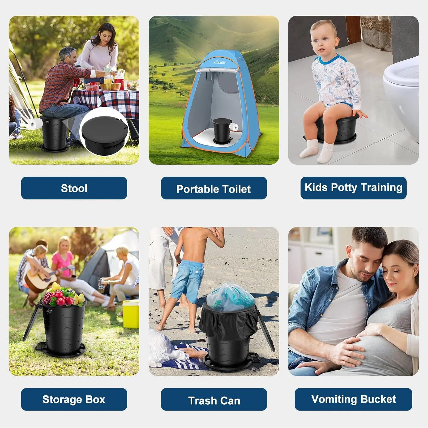 Camp Toilet for Adults, Upgraded 2nd Generation, Retractable Portable Camping To