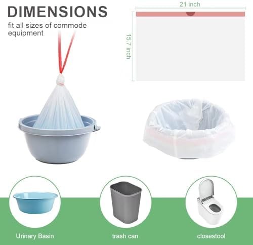 Commode Liners 120PCS Bedside Commode Liners Disposable-Portable Toilet Bags for