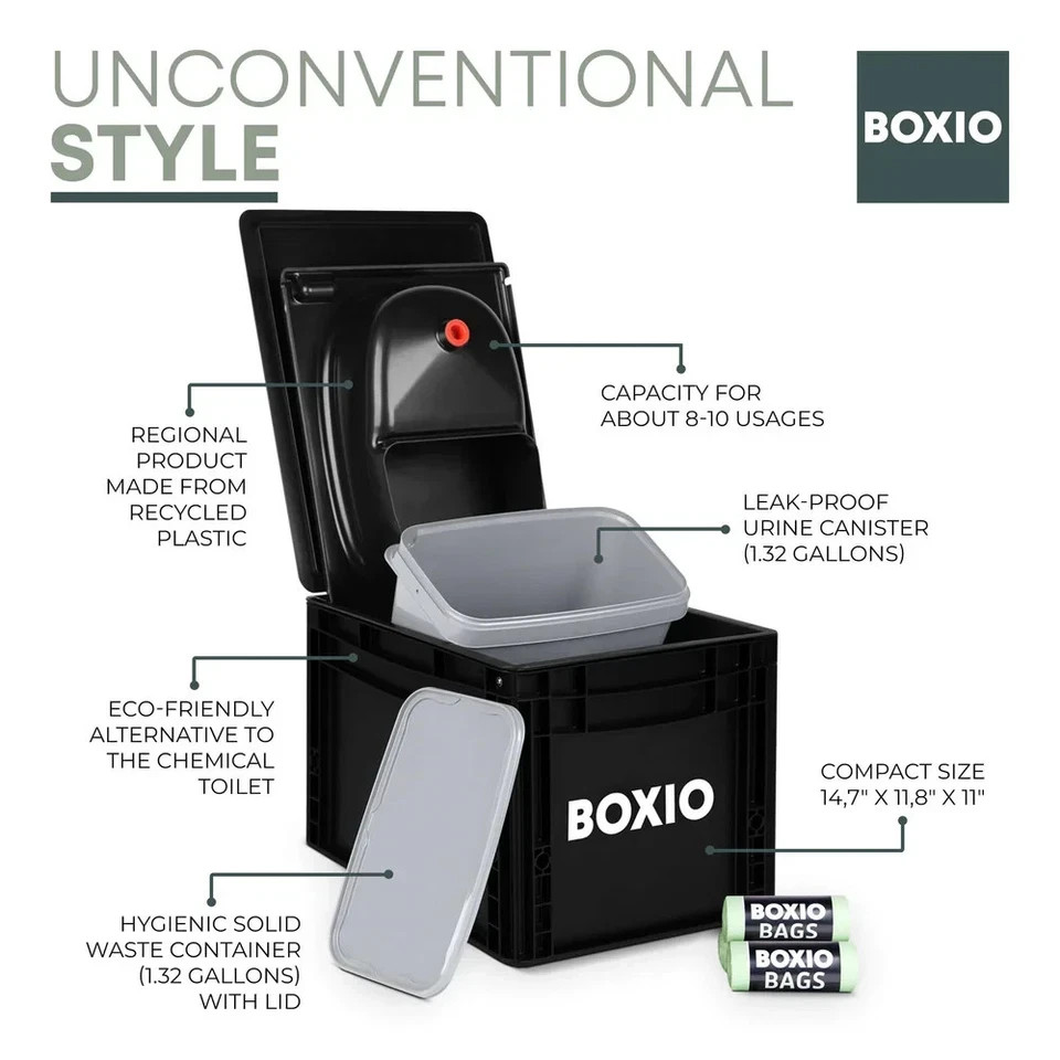 BOXIO TOILET PLUS Portable Composting Toilet | Camping Garden Travel | No Chemic
