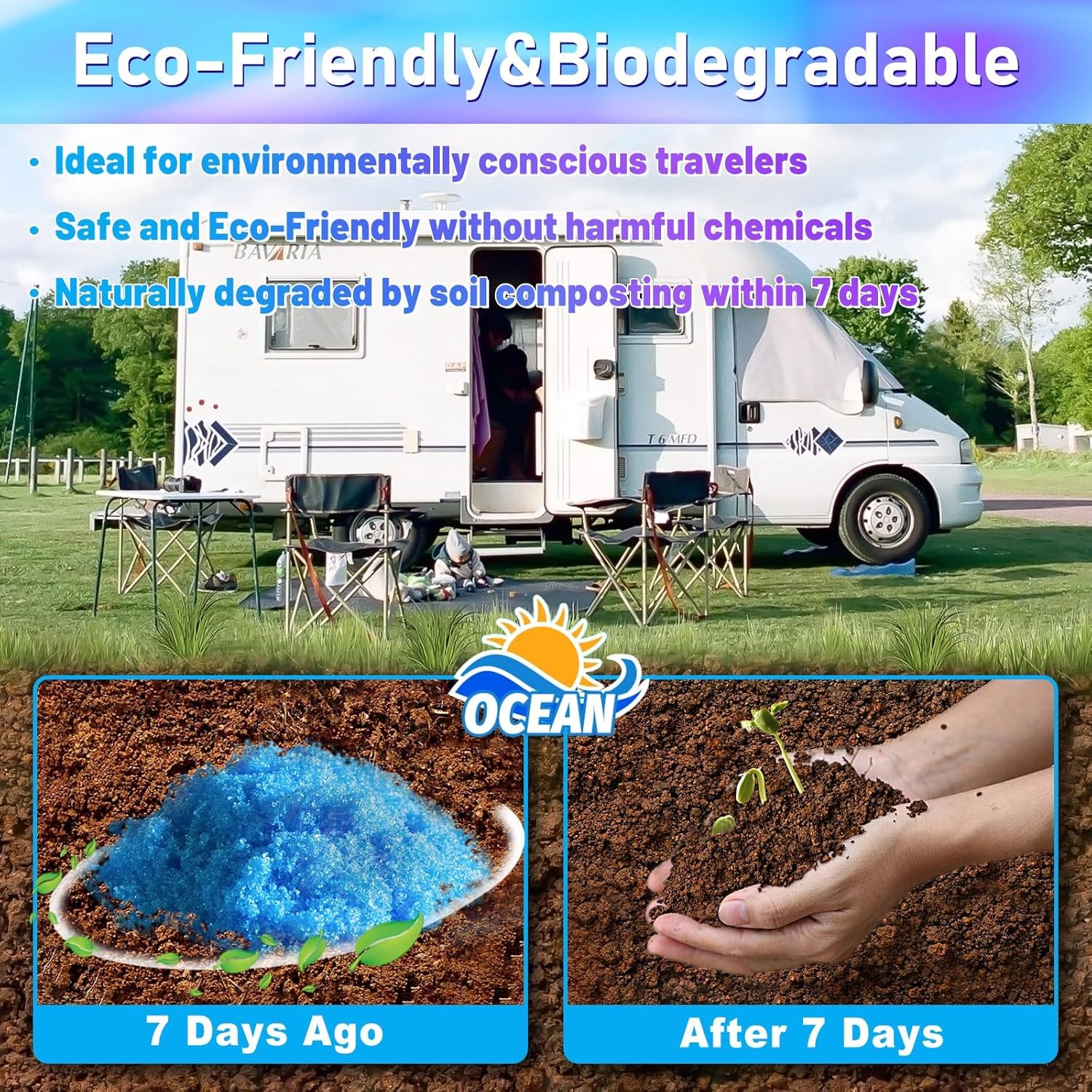 PortablePortable Toilet Gel, Poo Powder for Portable Toilet, Camping Toilet Gel,