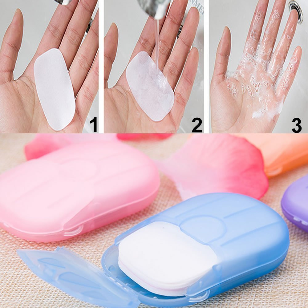 6 Packs Portable Disposable Travel Hiking Washing Hand Bath Toiletry Paper Soap