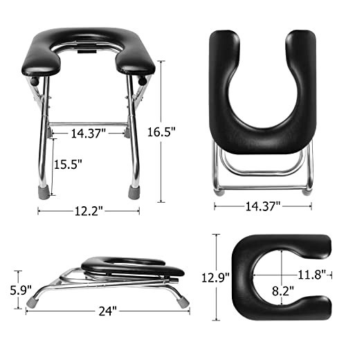 Portable Camping Toilet – 350LBS Capacity, Stainless Steel, Foldable, Soft Seat,