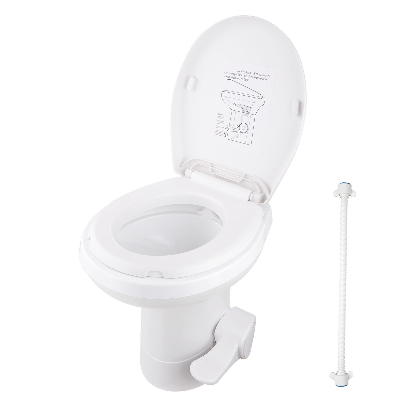 20″ Gravity Flush Toilet RV Camper Foot Pedal for Vehicle Boat Caraven Camping