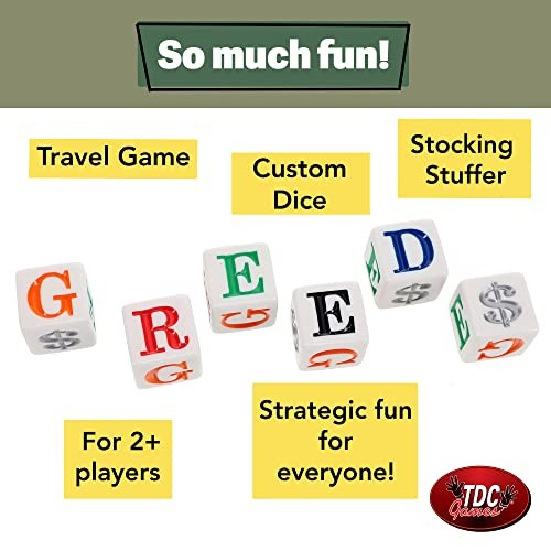 Greed Dice Game – Great for Party Favors, Stocking Stuffers, Camping, Travel