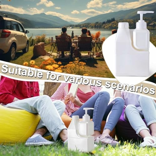 2 Pcs Portable 2 Compartment Foam Soap Handwashing Bottle 1300ml Capacity