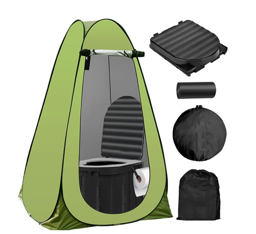 Portale Foldable Camping Toilet Set with Privacy Tent, Ergonomic Potty Provides