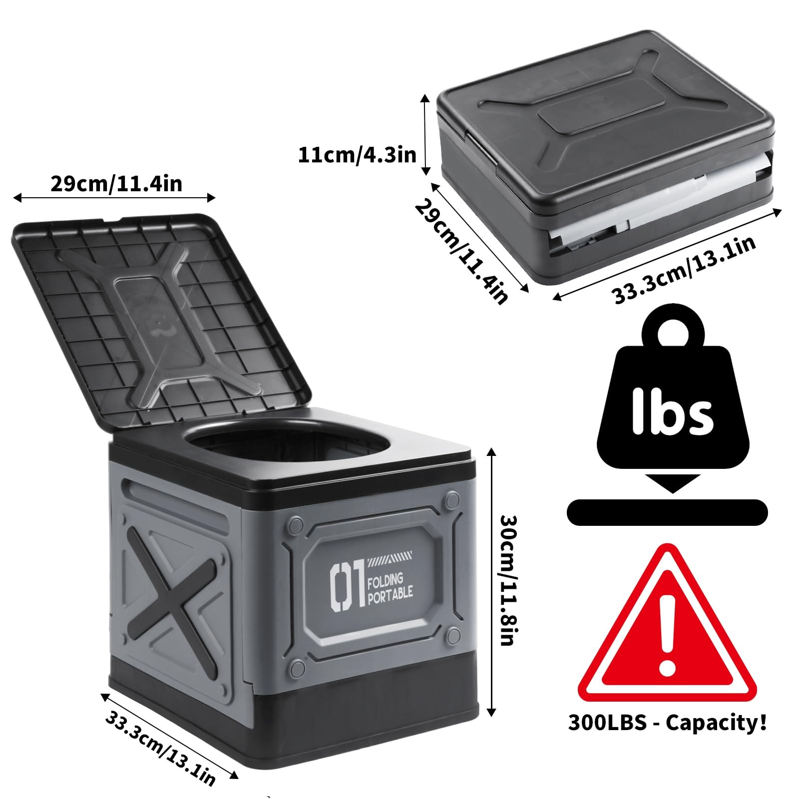 Portable Toilet for Adults, Collapsible Travel Toilet for Camping, Car, Boat …