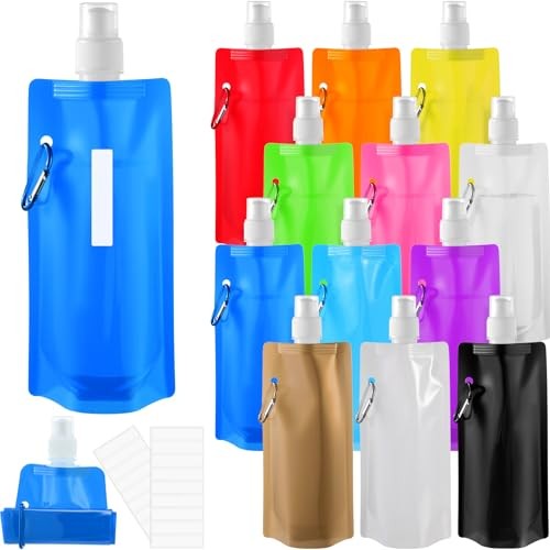 Pack Collapsible Water Bottles Bulk 16oz Foldable Water Bottles 12 12 Colors