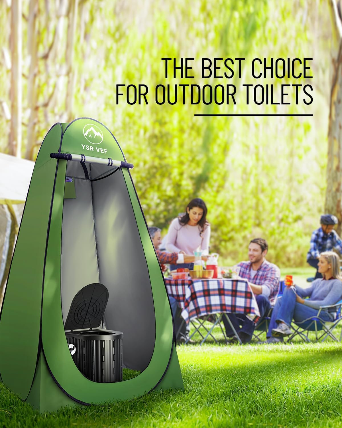 Camping Toilet with Pop-Up Privacy Tent and Liquid Waste Gel, Portable Toilet fo
