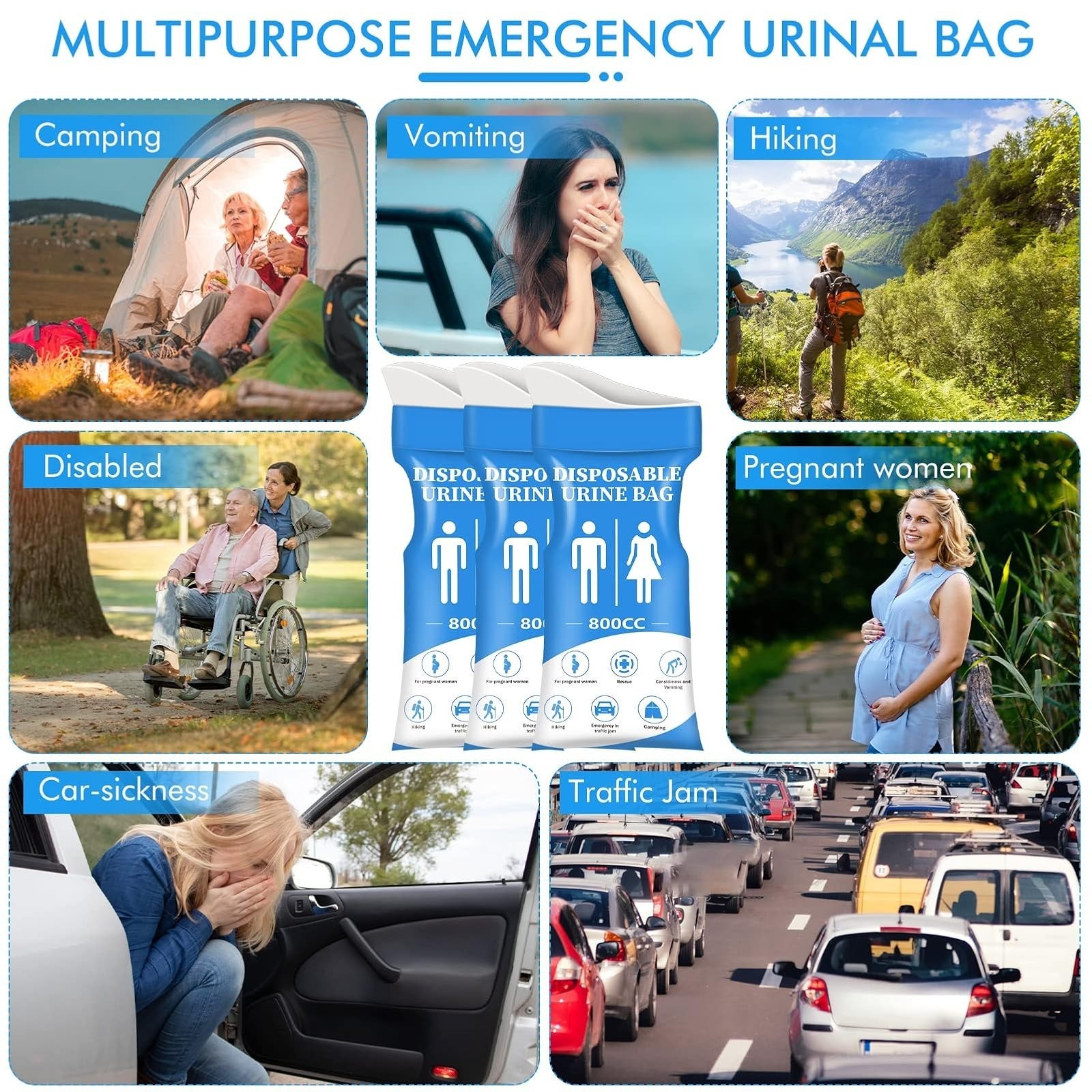 DIBBATU Disposable Urine Bag – 12/24 Pack Portable Unisex Pee Bags