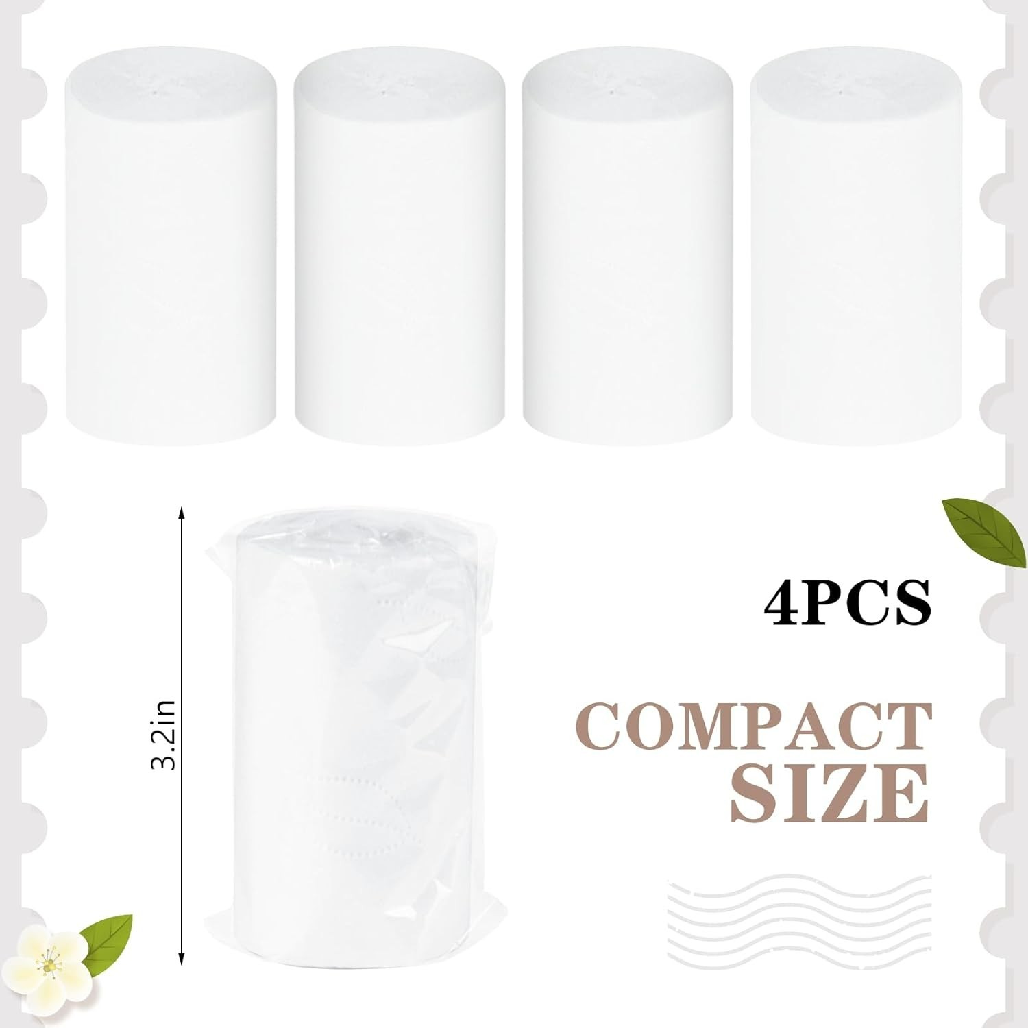 4 Packs Packable Camp Toilet Tissue Soft Travel Toilet Paper – Coreless Trave…