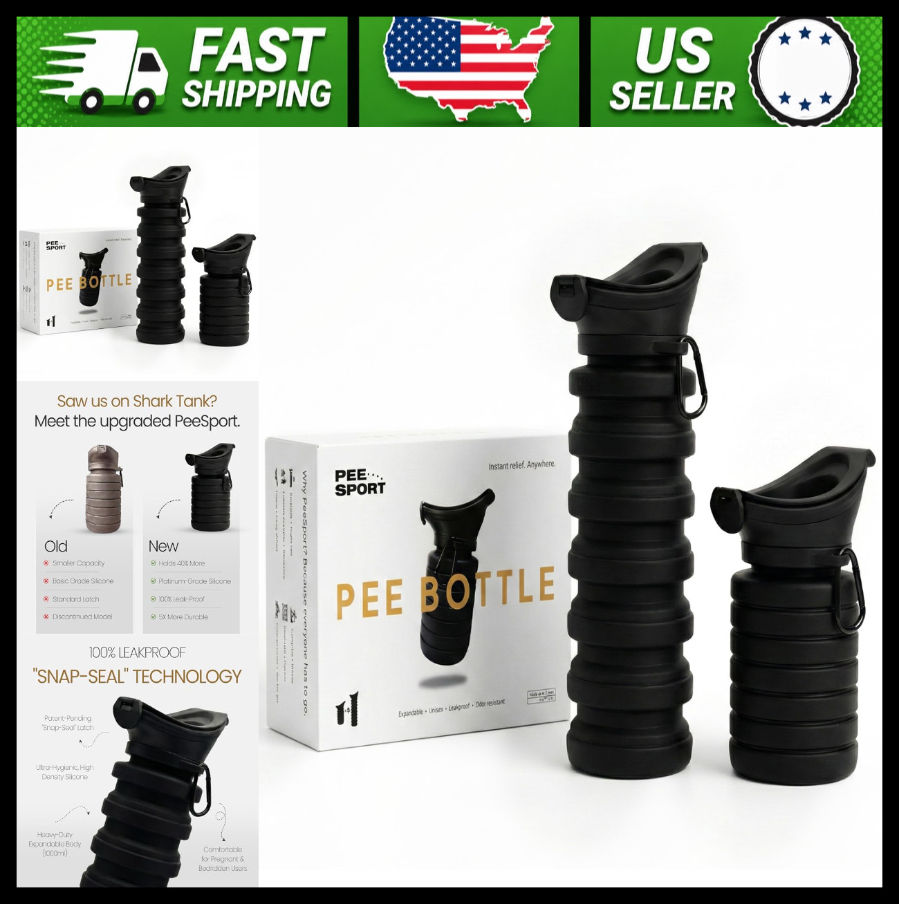 Portable Leakproof Silicone Urinal Bottle for Men & Women 1000ml