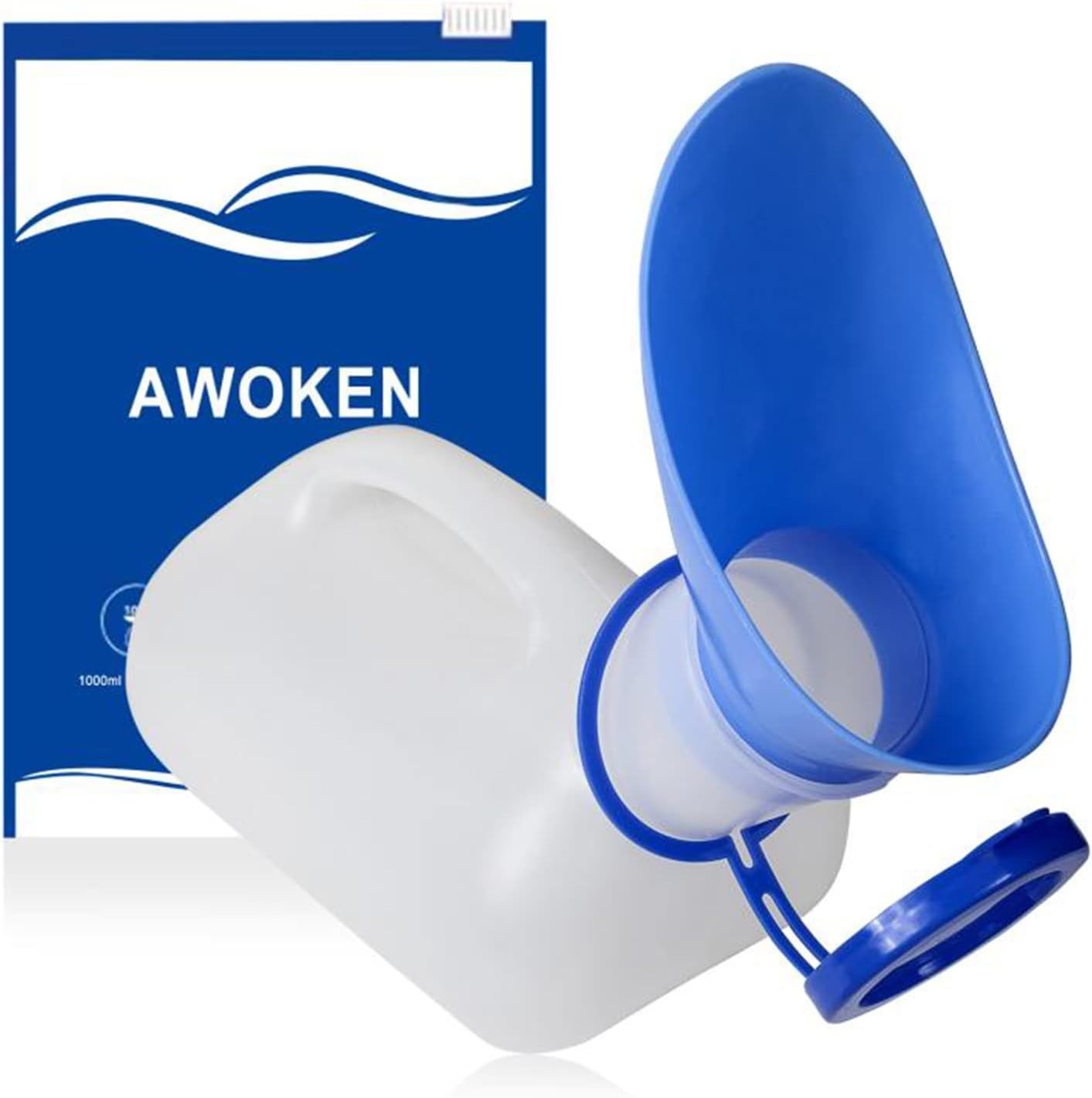 Unisex Portable Urinal Bottle Blue 1000ml Leakproof Travel Camping Pee Bottle