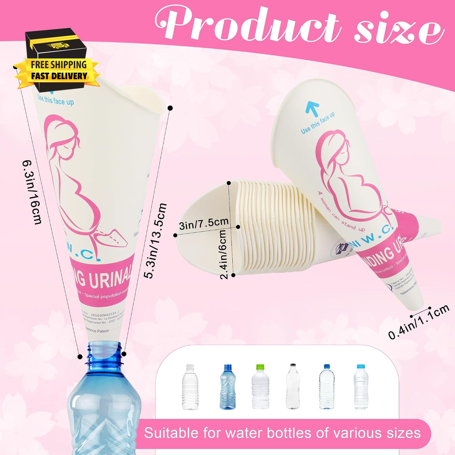 20 50 Pcs Disposable Female Urination Device, Portable Girl Urinal Funnel Women