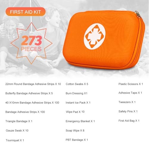 Small-Waterproof Car First-Aid Kit Emergency-Kit – Orange Orange-277Pcs