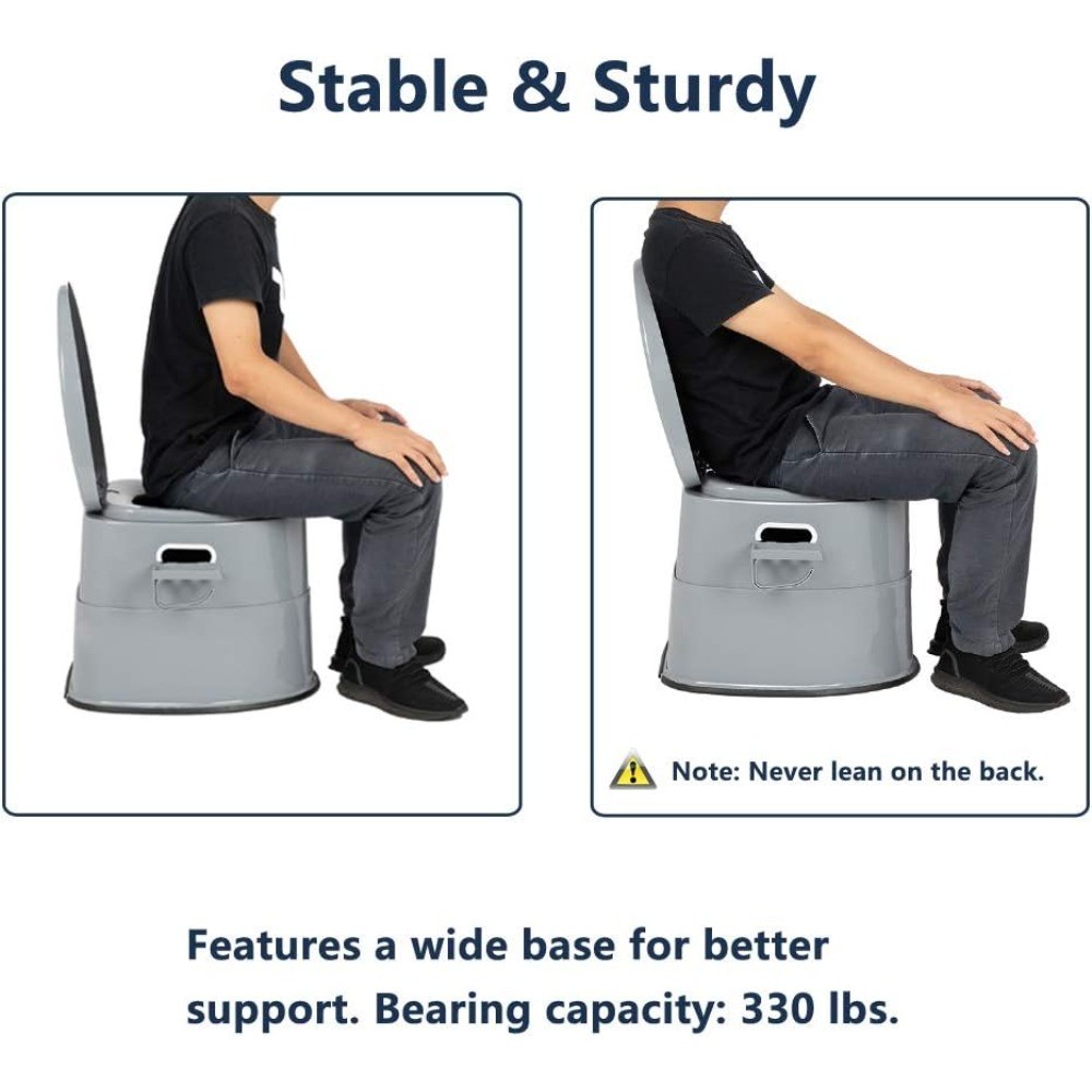 Portable Toilet Commode with Detachable Inner Bucket and Removable Paper Holder