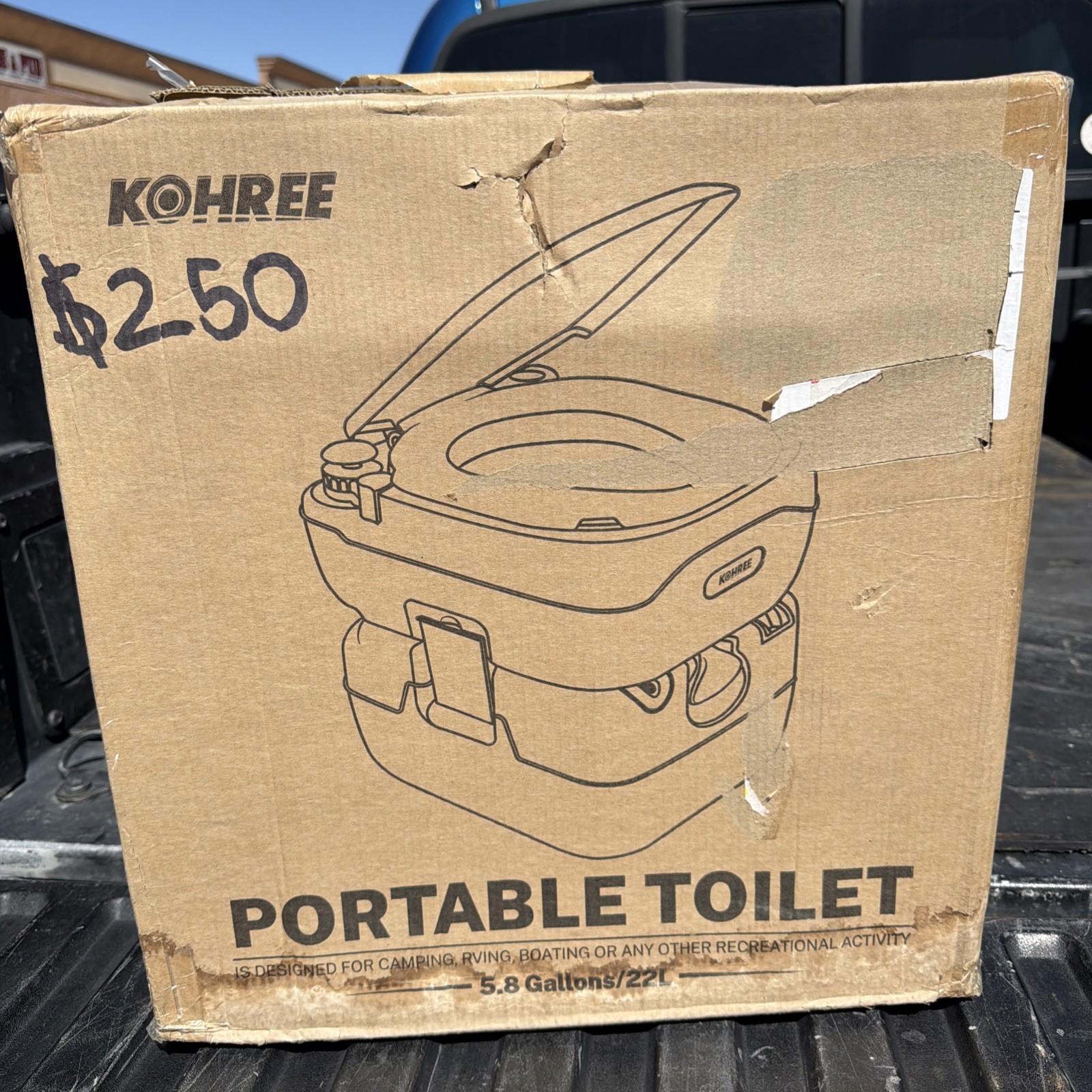 Kohree Portable RV Camping Toilet Porta Potty 5.8 Gallon Detachable Waste Tank