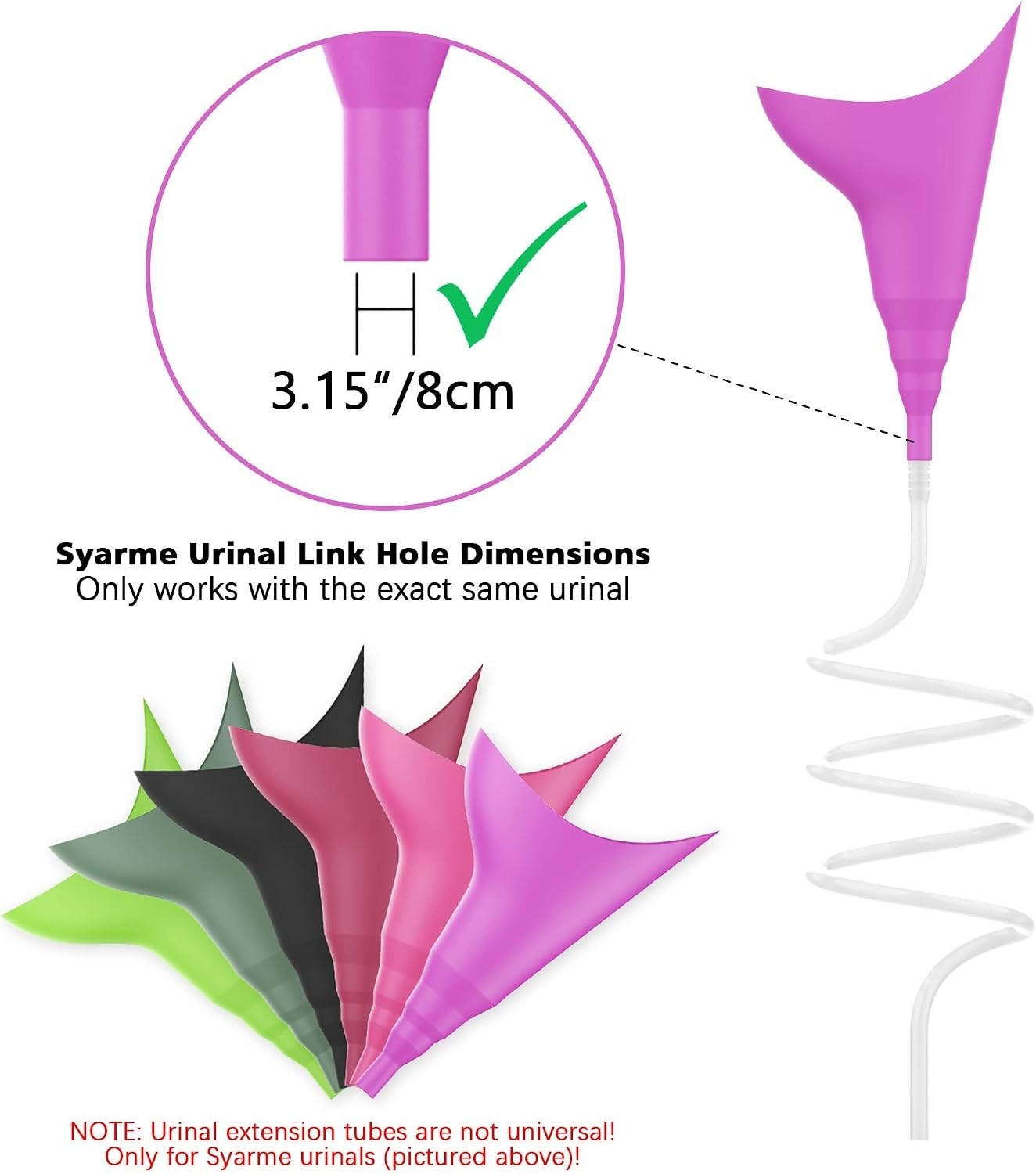 Female Urination Device Silicone Tube, Reusable Extension Tube, Used in Conju…