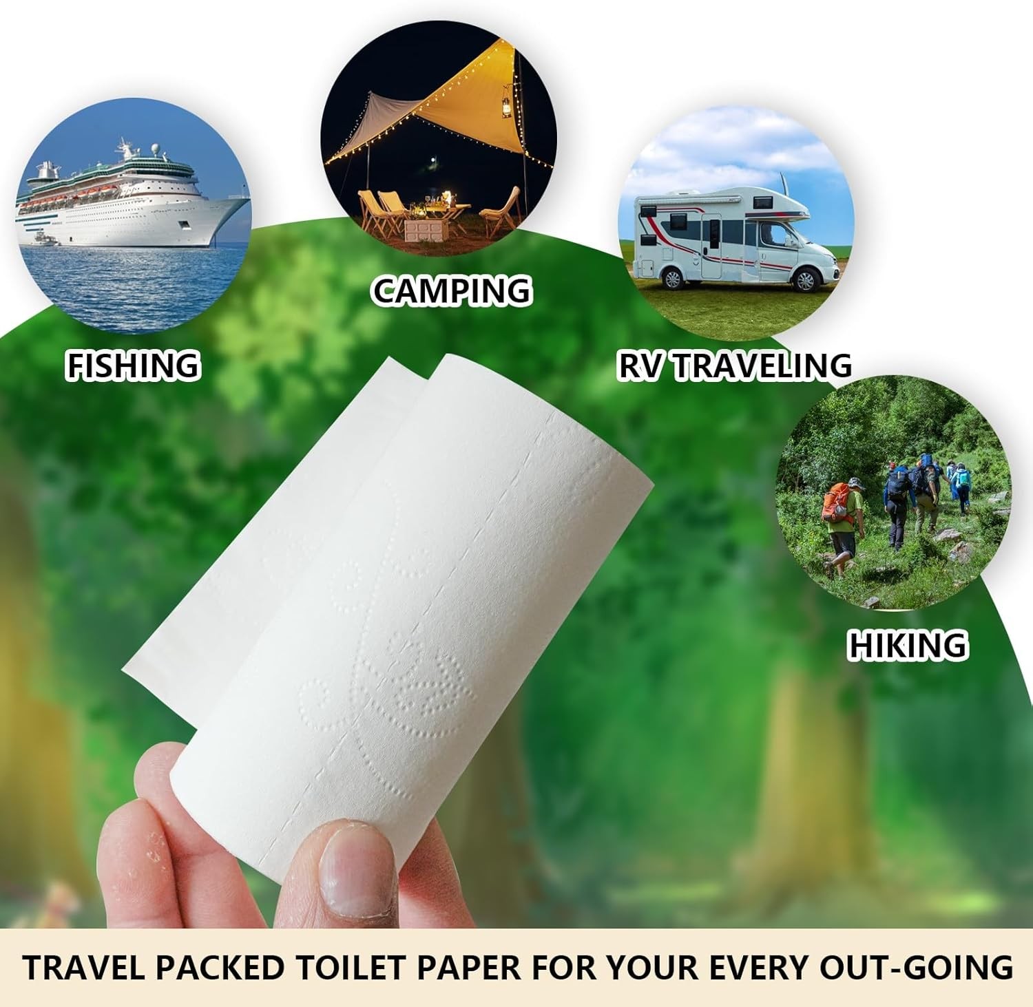 12 Packs Camping Toilet Paper 4-Ply Travel Toilet Paper RV Picnic Hiking Fishing