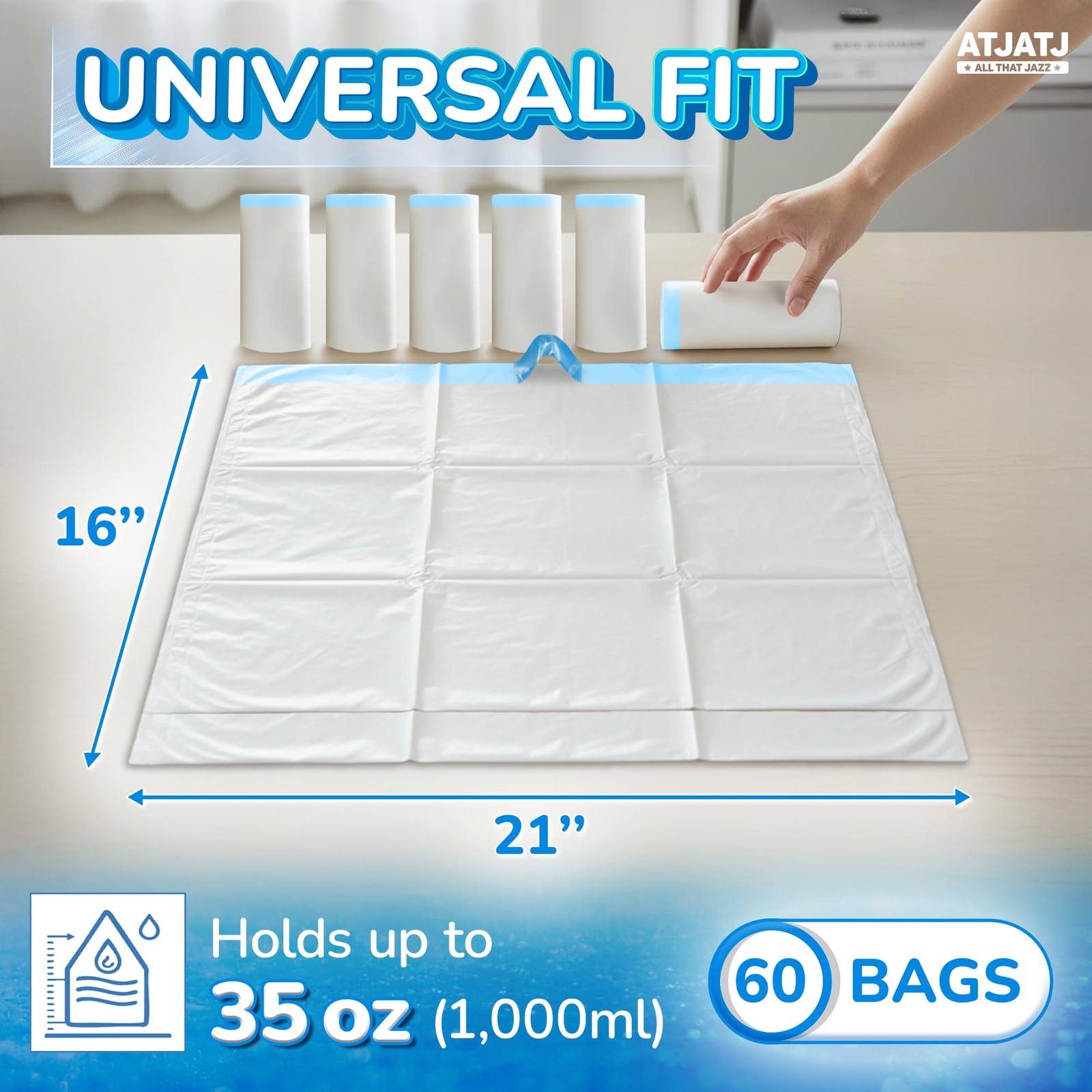 60 Packs Commode Liners With 60 Absorbent Pads, LeakProof Disposable Toilet B…