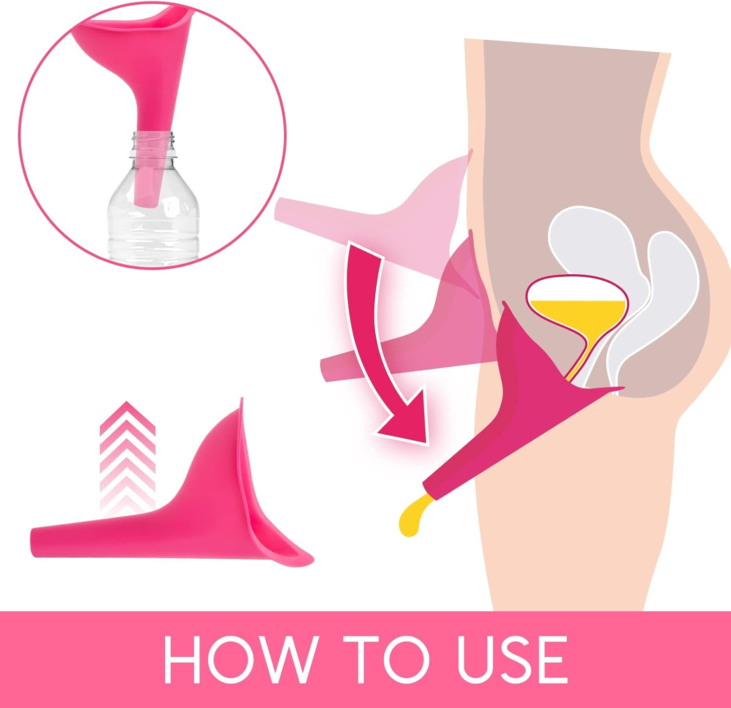 Female Urinal for Women, 4 PCS Portable Urination Device Pee, Pink | Funnel for