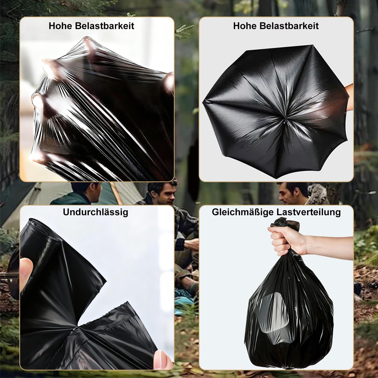 100 Piece Black Camping Toilet Bag Set, 30L Biodegradable Toile…