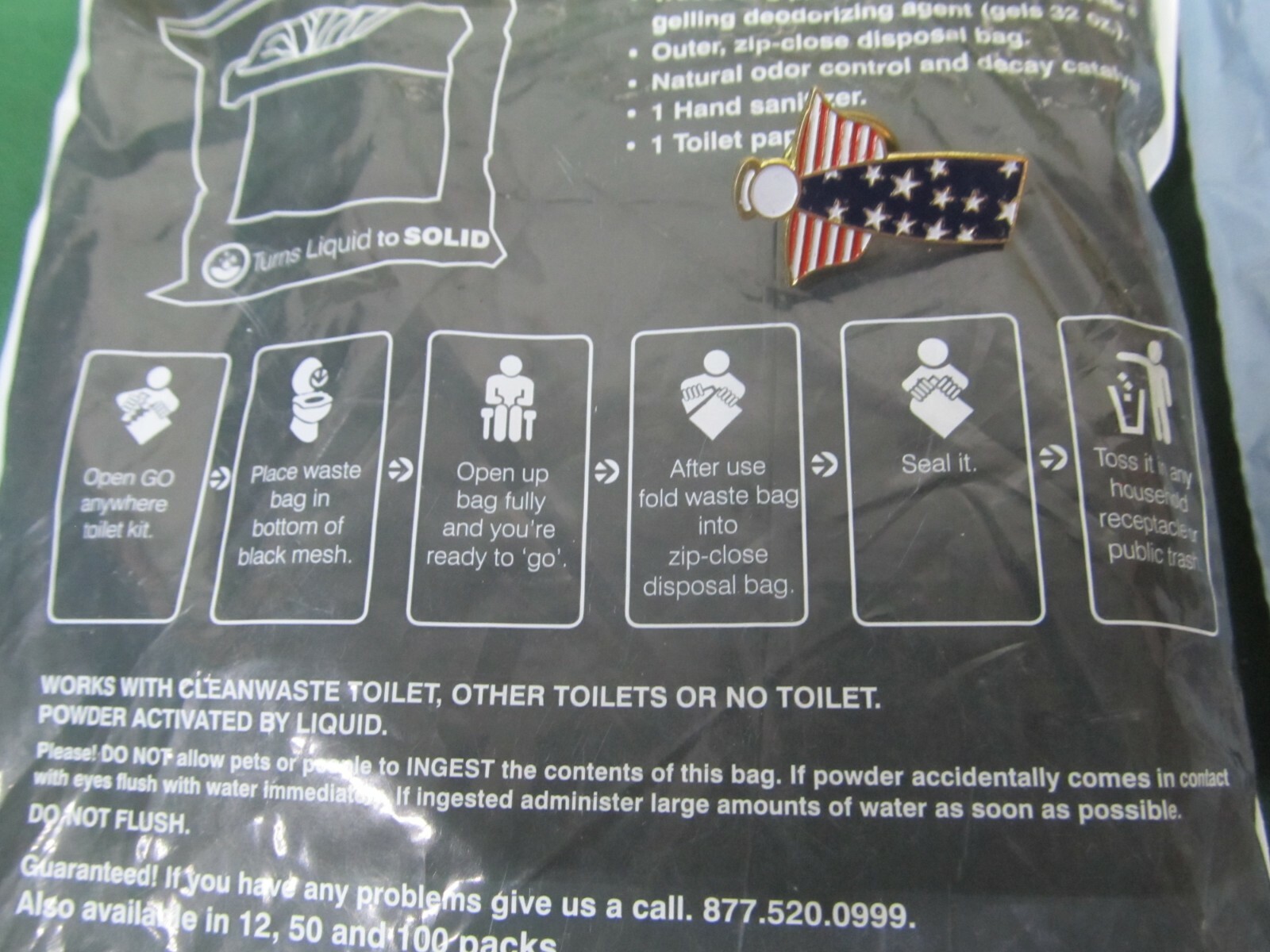 CLEANWASTE GO ANYWHERE TOILET WASTE KITS WAG BAG PORTABLE CAMPING HIKING 12 PACK