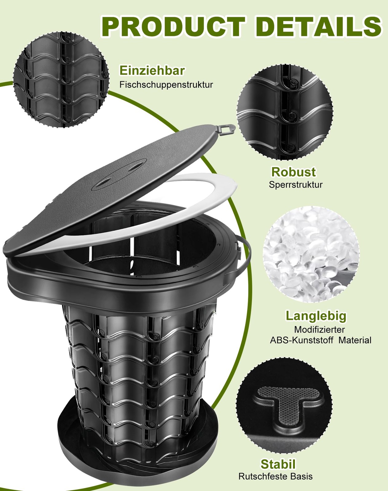 Camping Toilet Foldable with Toilet Bag, Camping Toilet with Lid, Mobile To…