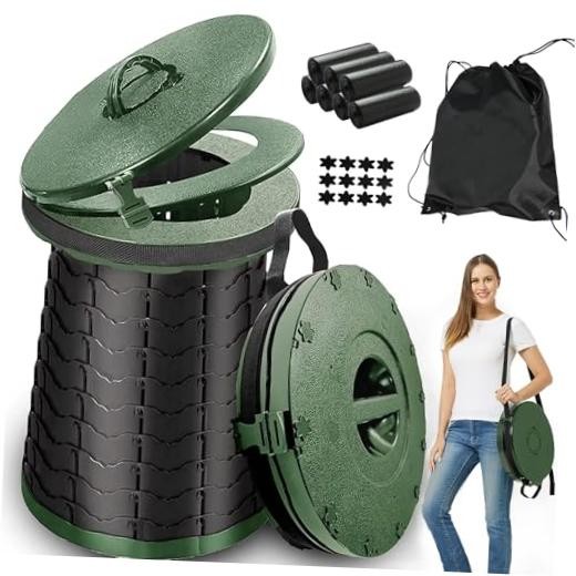 XXL Portable Toilet for Camping,880lbs Capacity,19.7″ H Adjustable Green