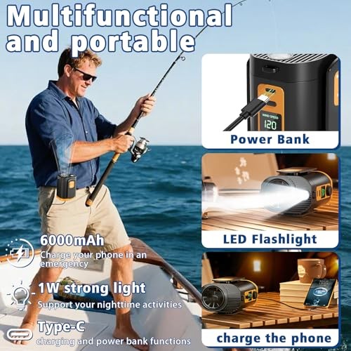 Portable Fan,120-Stepless Dial Waist Clip Fan Turbo Cooling,6000mAh Origin