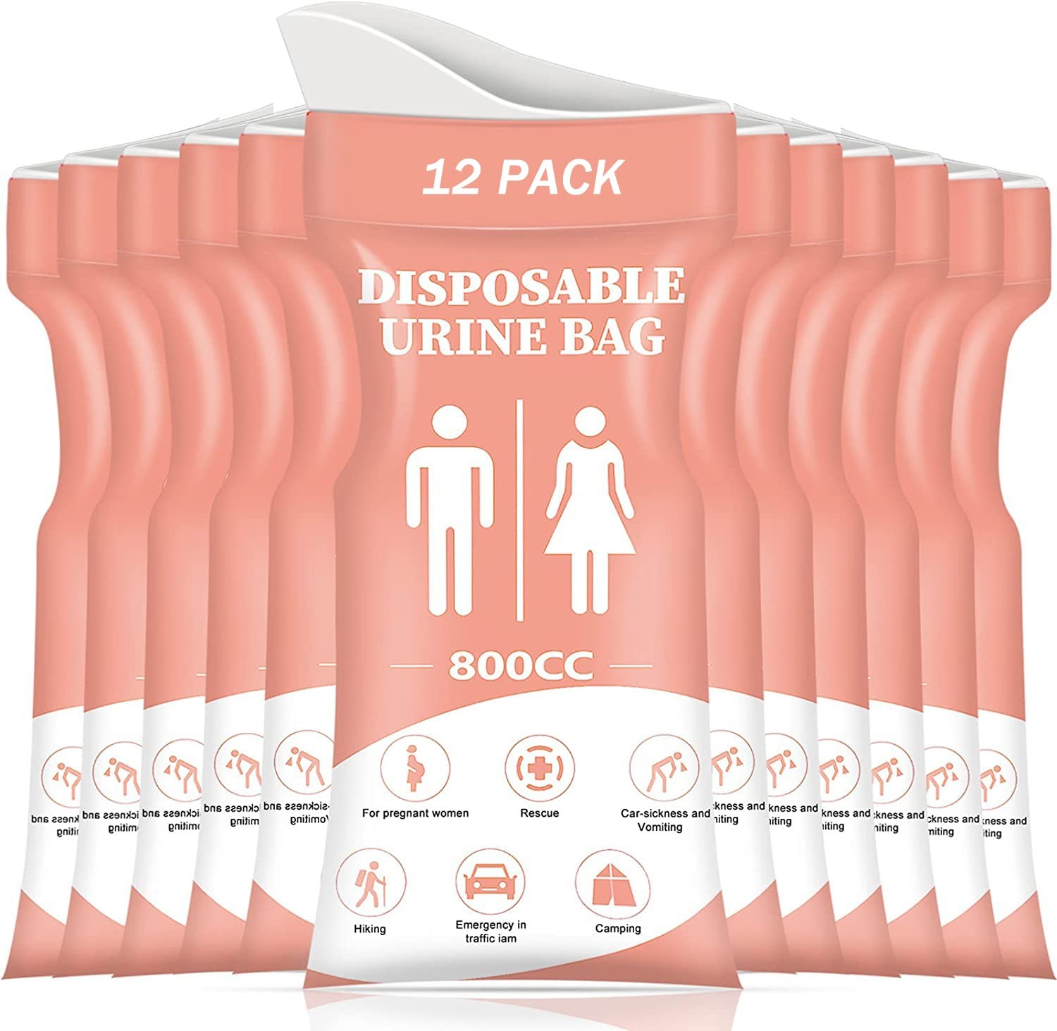 Disposable Urinal Bag,12 PCS 800ML Emergency Urine Bag, Unisex Urinal Bag, Po…