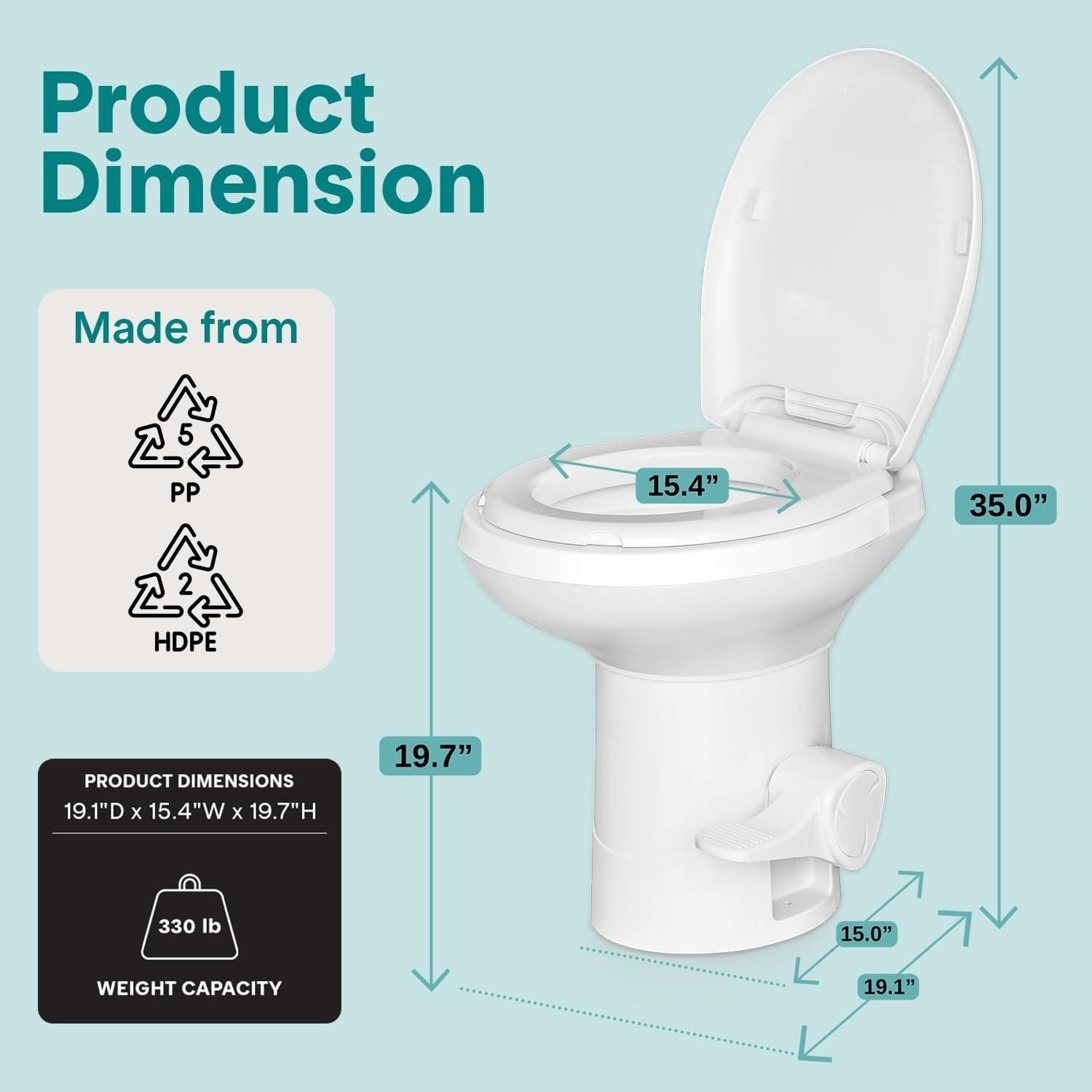 RV Toilet – Small Camp Toilet with Foot Pedal and a Hand Sprayer, Leak-Proof,…