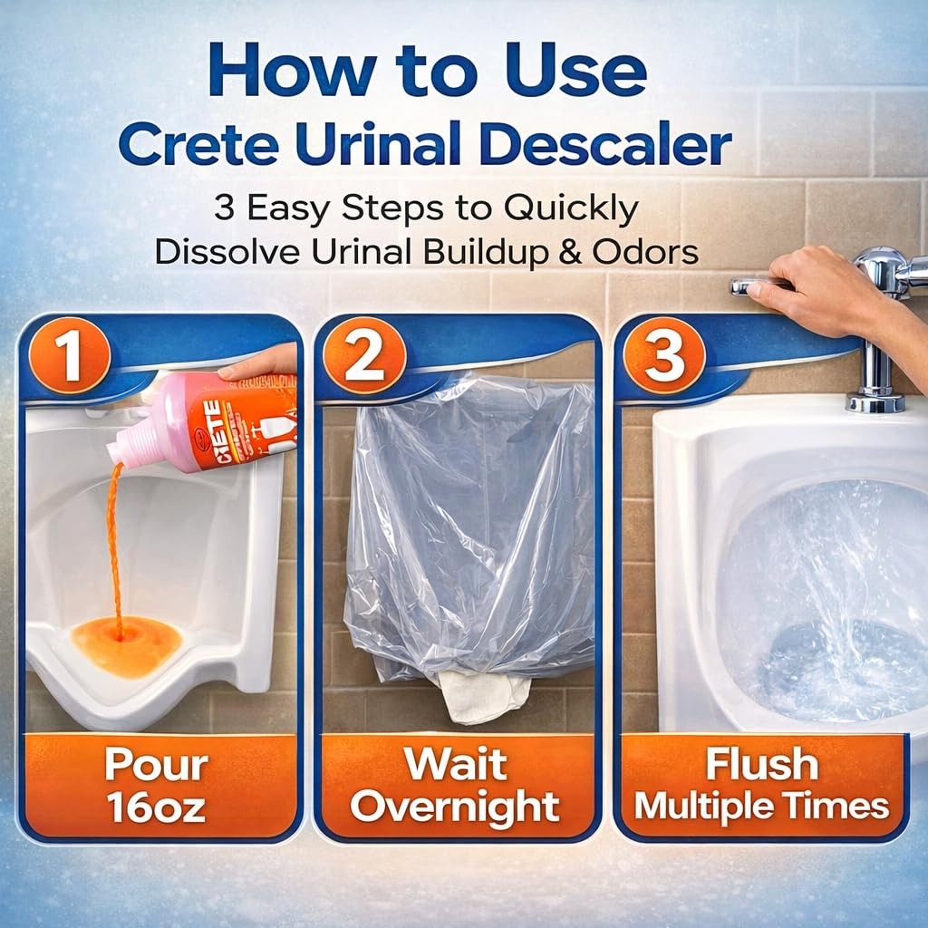 Brodi CRETE Urinal Drain Cleaner, Commercial Grade, Restores Pipes to Origina…