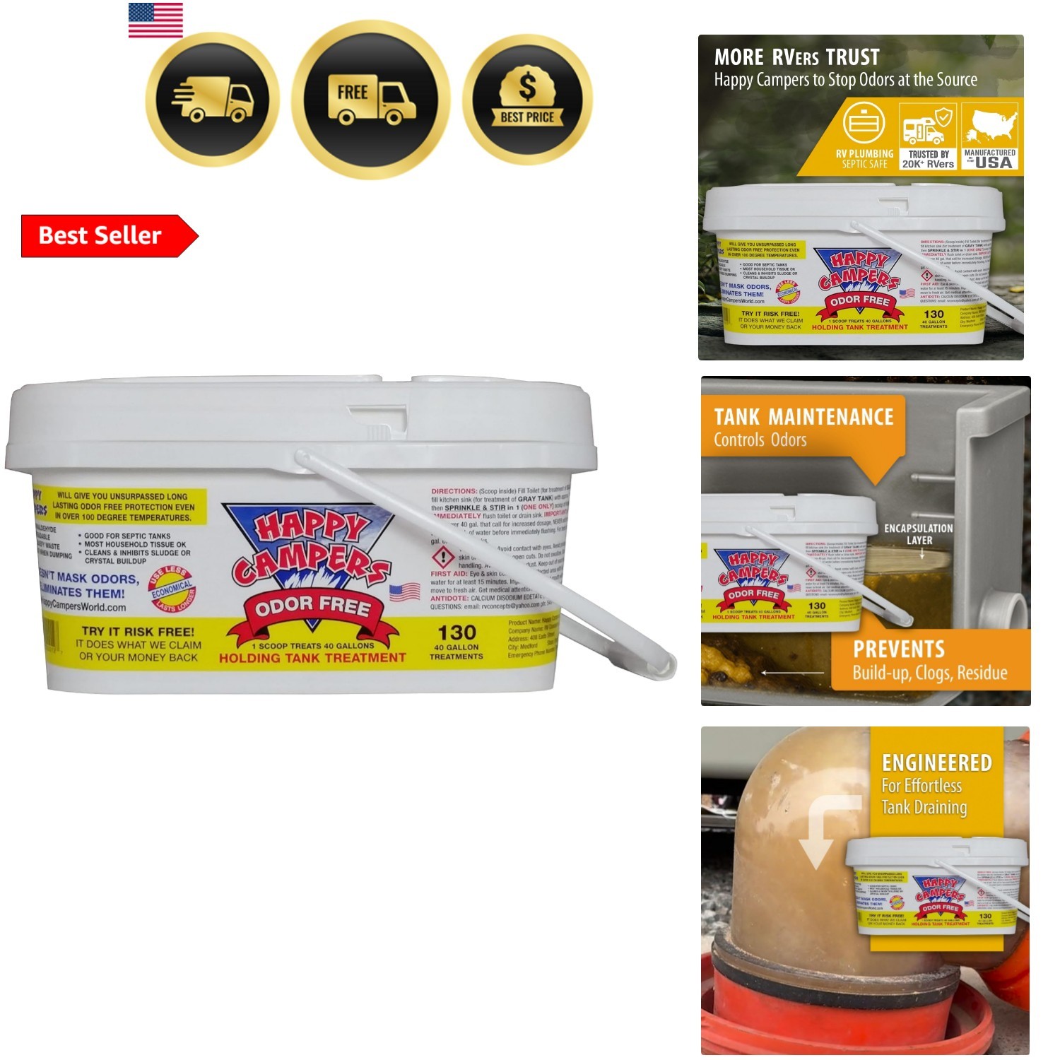 RV Toilet Treatment – Powerful Odor Control, Long-Lasting RV Tank Treatment -…