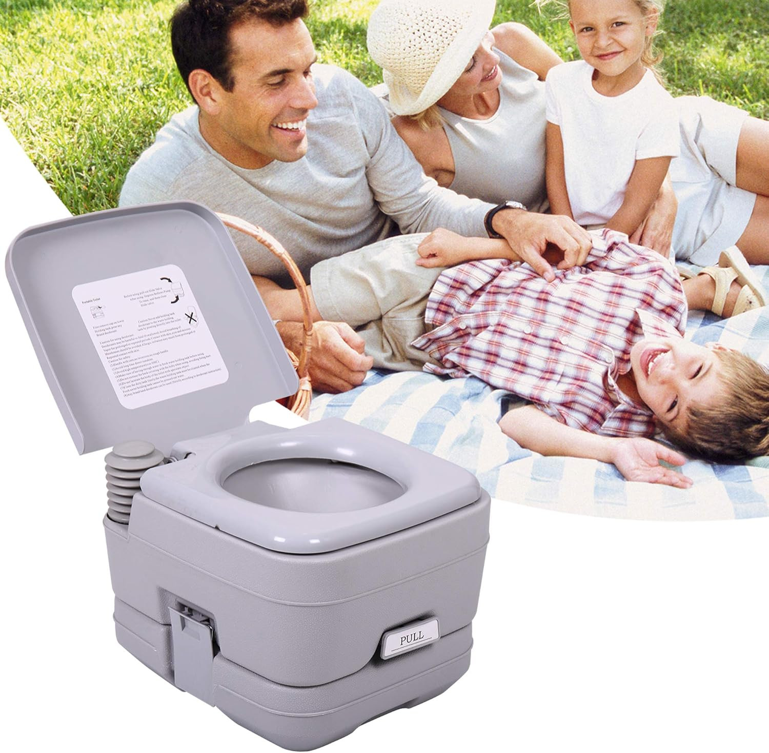 Portable 2.6 Gallon Outdoor Toilet for RV, Camping, Boating – Leak-Proof Grey