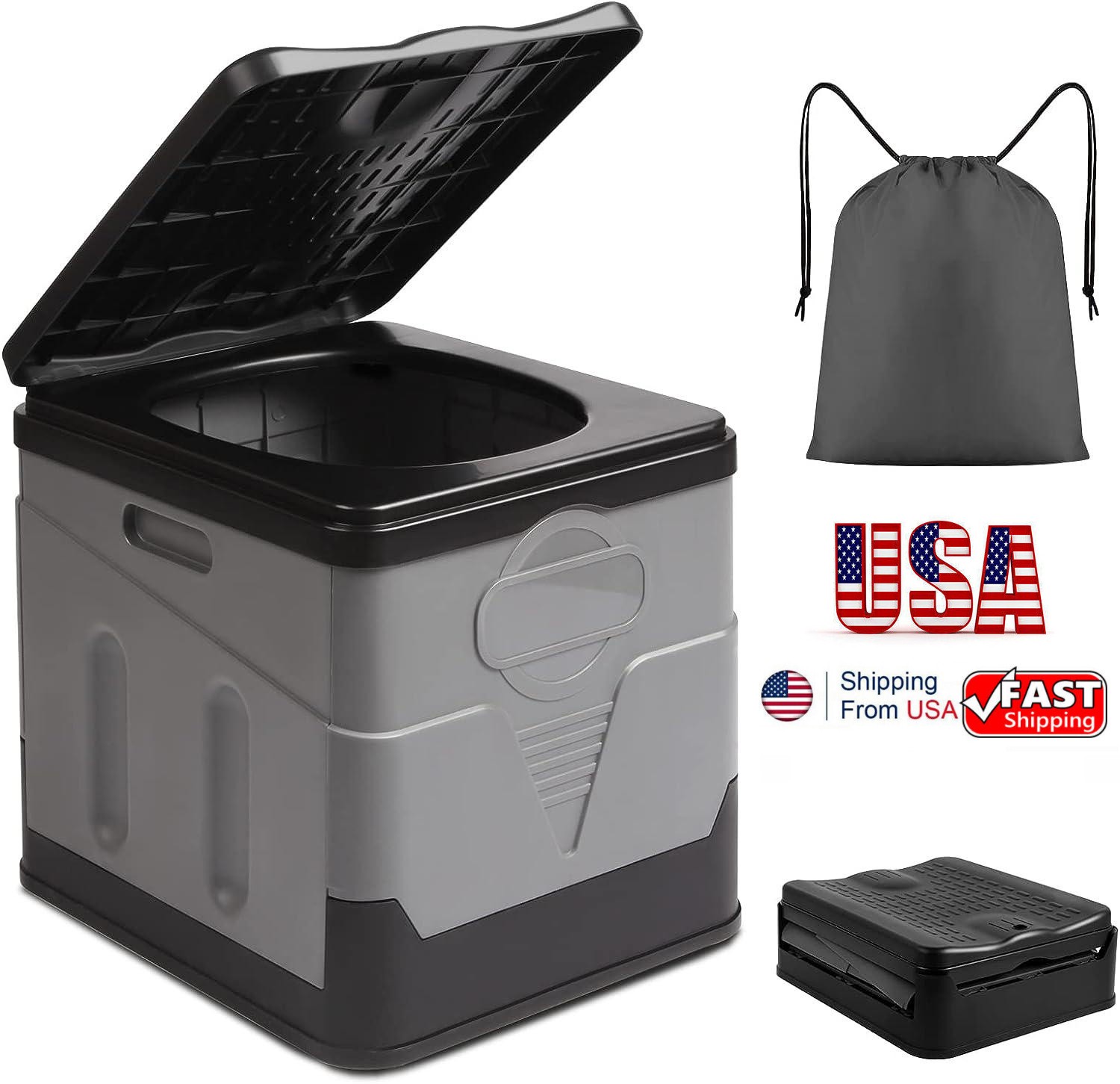 20L Portable Folding Toilet Car Outdoor Travel Potty for Camping Hiking Beach US