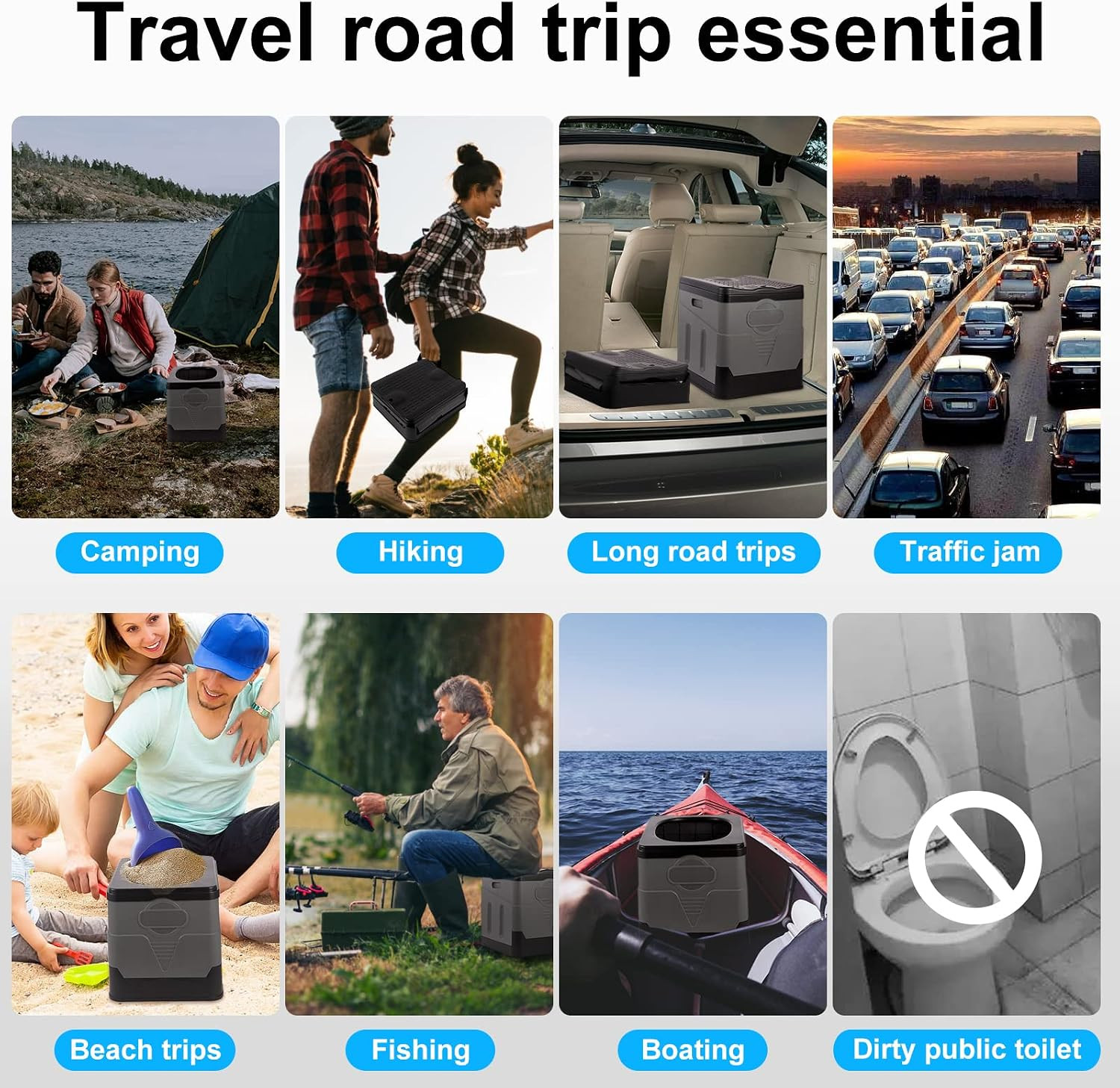 Portable Toilet Camping Toilets for Car Indoor Outdoor Commode Foldable Travel P