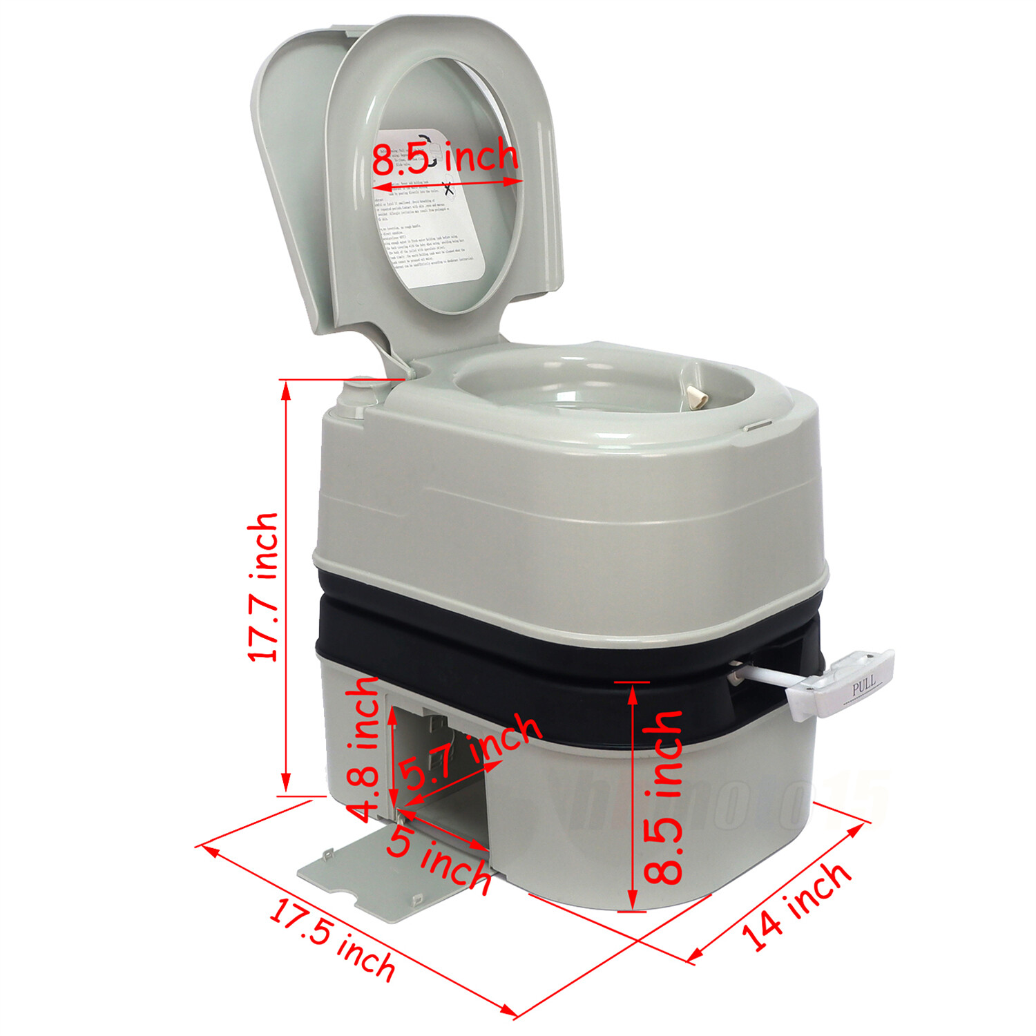 H:45 L:45 W:35 CM Temporary Toilet For Outdoor Touring Car Tent Small Room GRAY