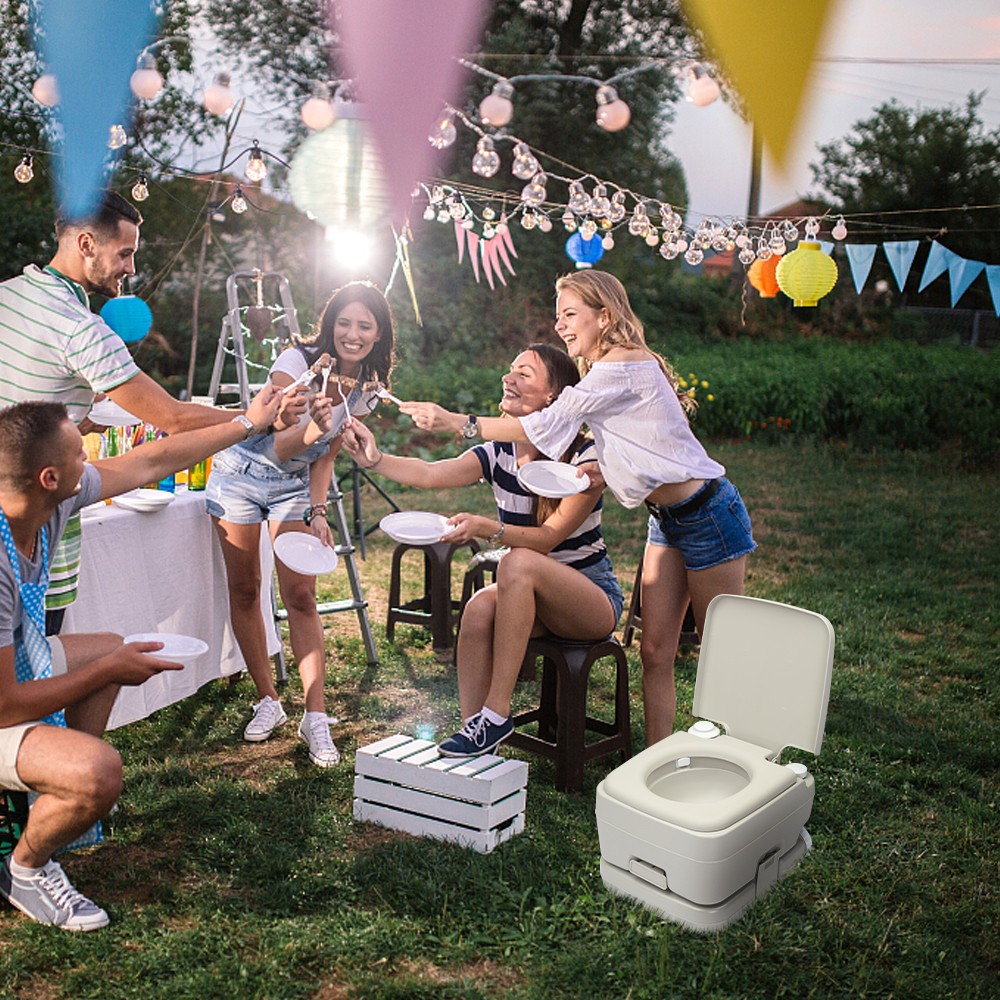 2.6 Gallon 10L Portable Toilet Commode Camping Outdoor/Indoor Toilet Flush Potty