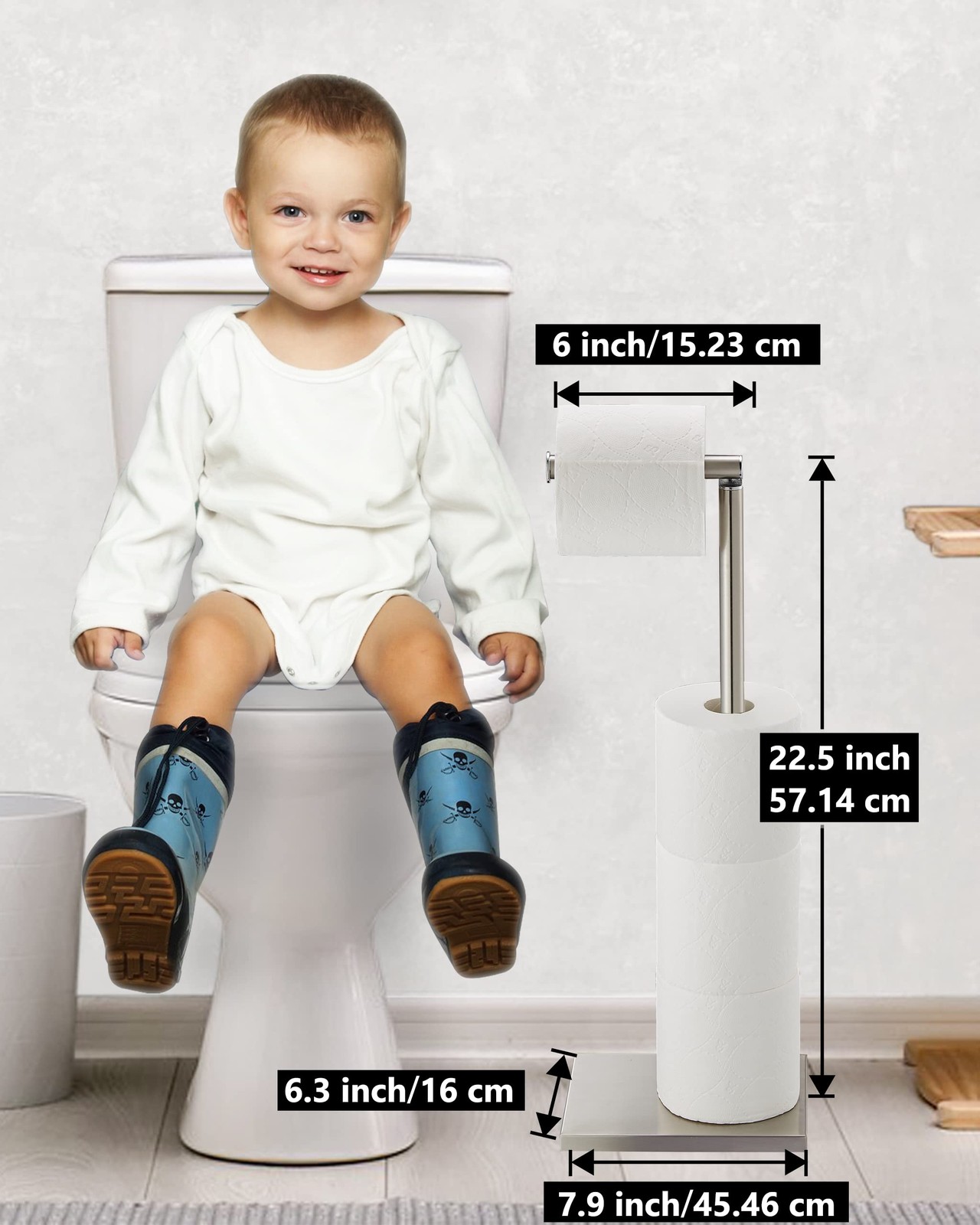 Toilet Paper Holder Stand, Free Standing Toilet Paper Roll Holder with Reserve f