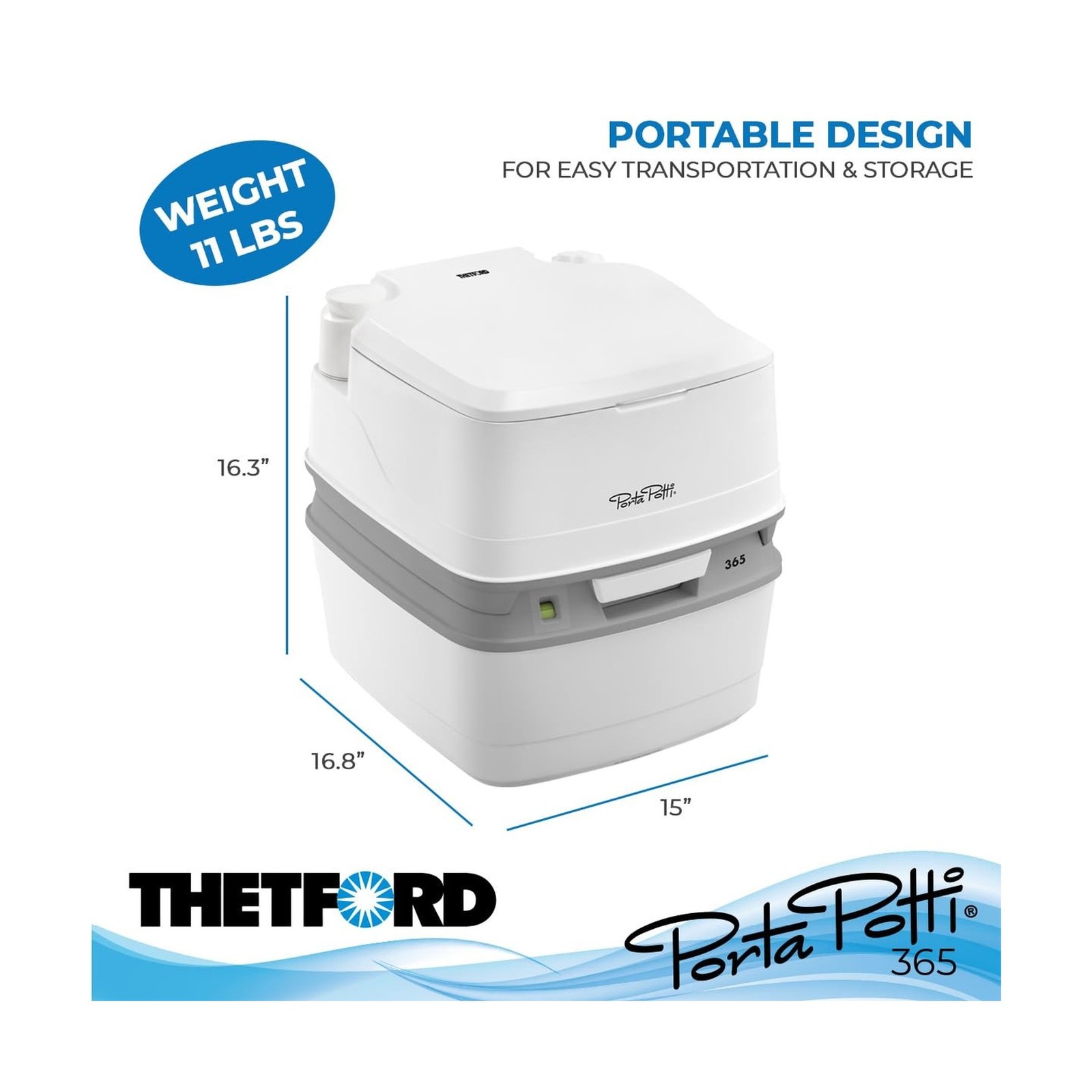 Porta Potti Thetford Porta Potti 365 Portable Toilet (for RV, Marine, Camping…