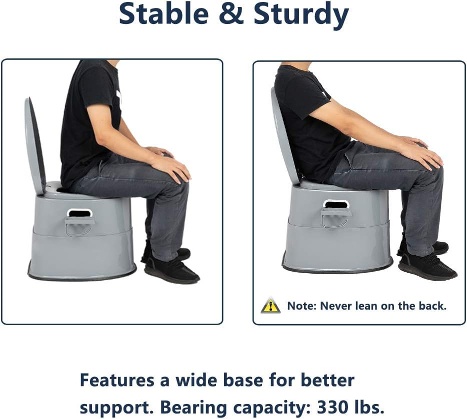 Portable Toilet | Indoor Outdoor Commode W/Detachable Inner Bucket & Removable P